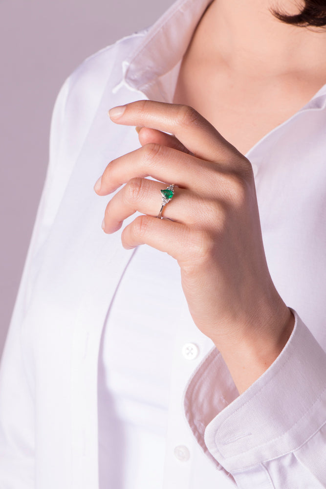 14K Gold Emerald and Diamond Ring