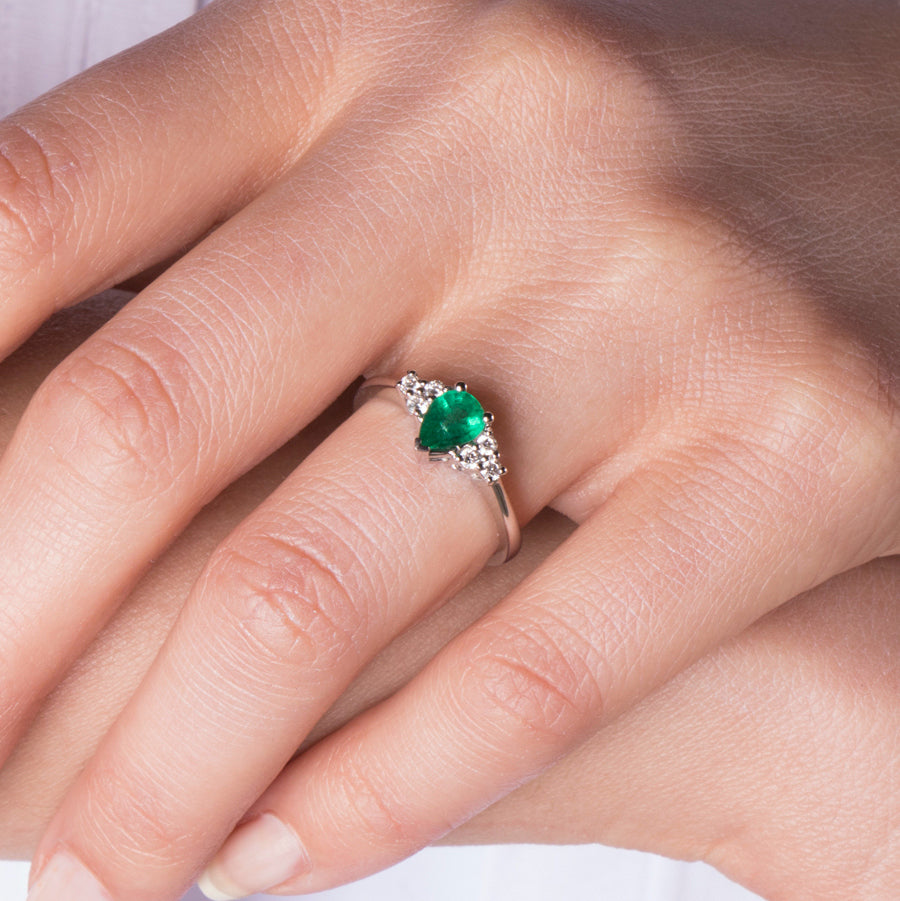 14K Gold Emerald and Diamond Ring