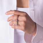 18K Gold Emerald and Diamond Eternity Ring / Green Classic