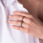 18K Gold Emerald and Diamond Eternity Ring / Green Classic