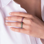 18K Gold Emerald and Diamond Eternity Ring / Green Classic