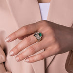 18K Gold Vintage Emerald and Diamond Ring / Eternal Love
