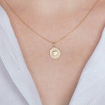 Diamond Heart Charm Necklace in 14K Yellow Gold - My Mini Heart
