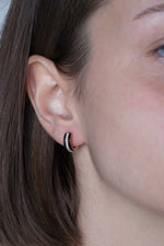 14K Gold Diamond Black Enamel Earrings - Chocolate Cake