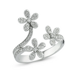 Diamond Flower Ring - 14K Diamond Ring - Floral Cluster Diamond Ring