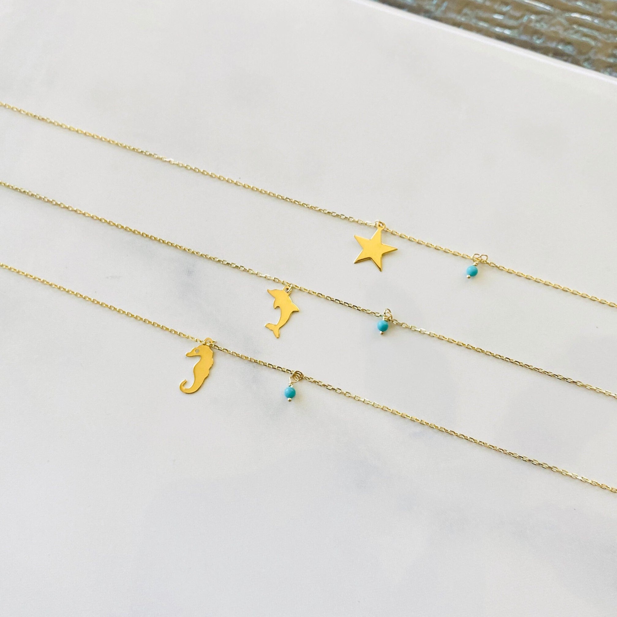 Star Anklet in 14K Gold