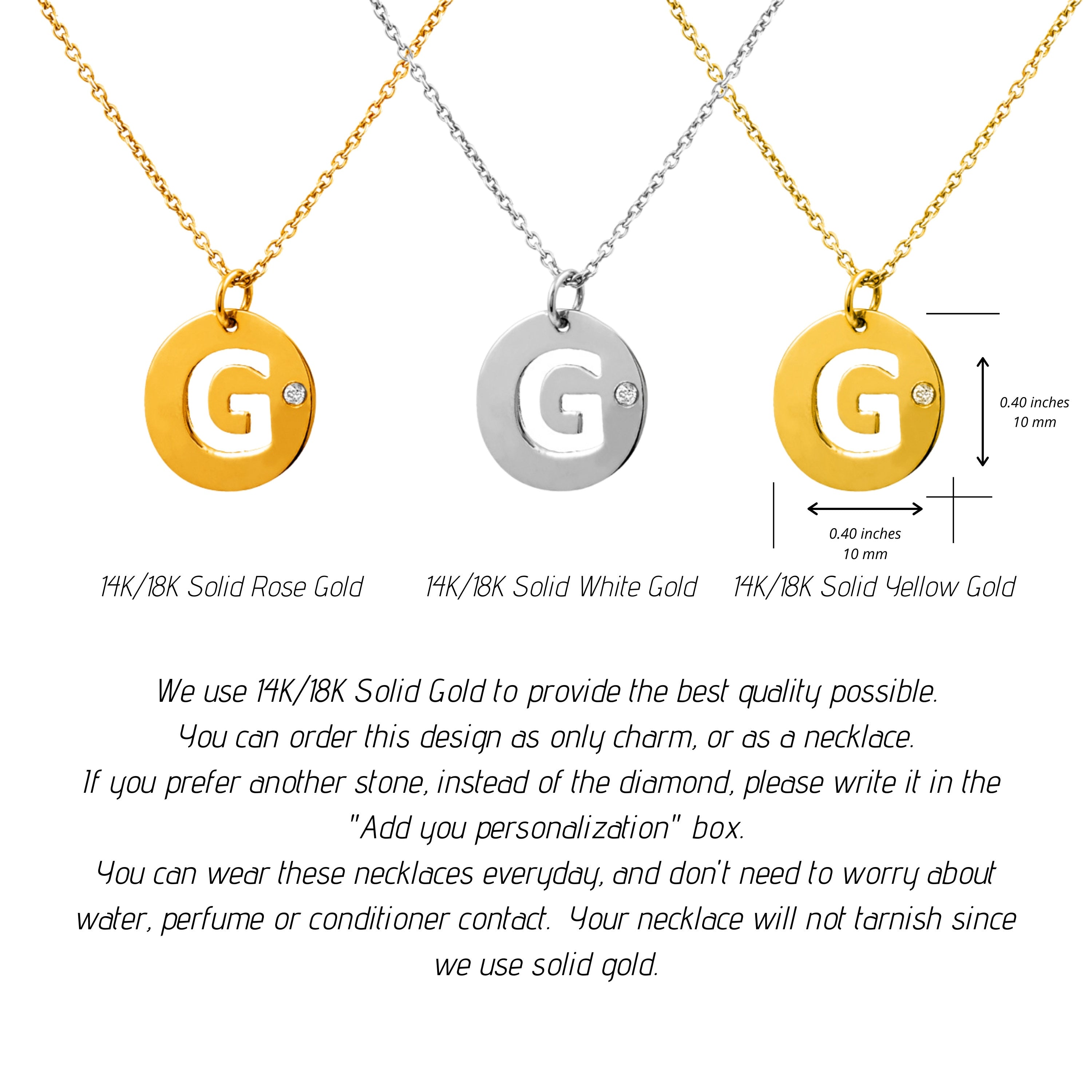 14K Gold Birthstone Initial Pendant Necklace