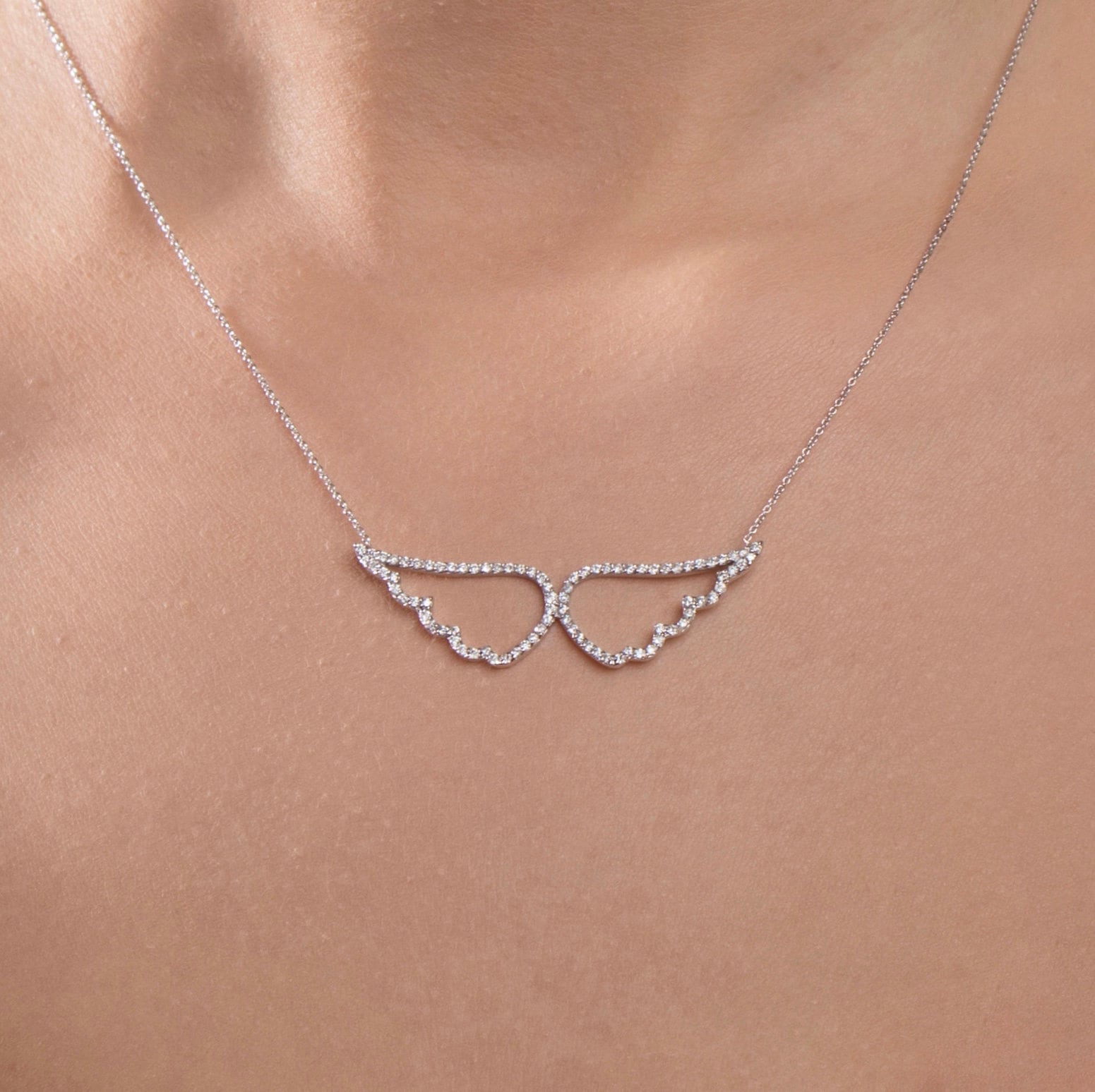 Diamond Angel Wing Necklace in 18K Gold