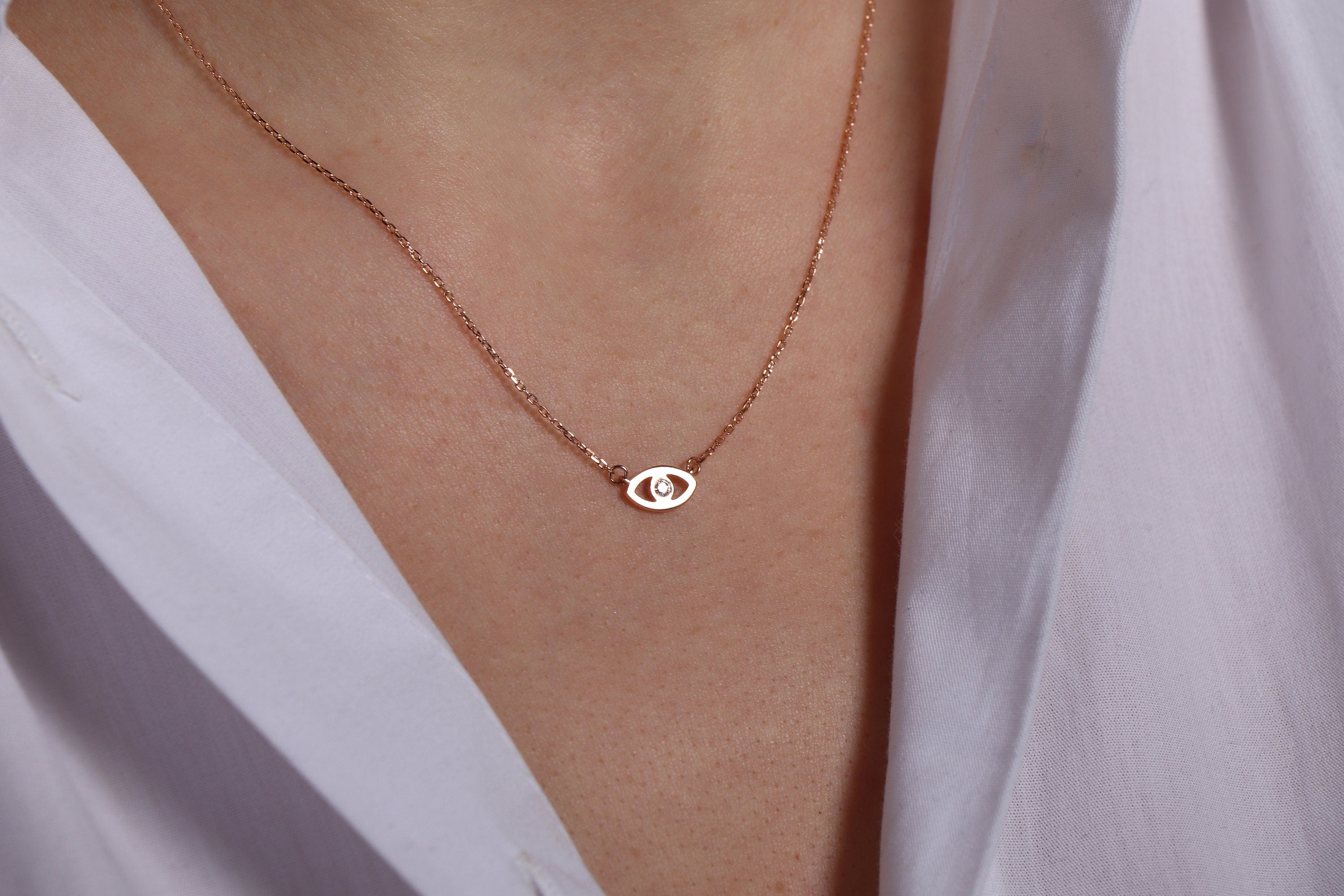 Mini Diamond Evil Eye Necklace