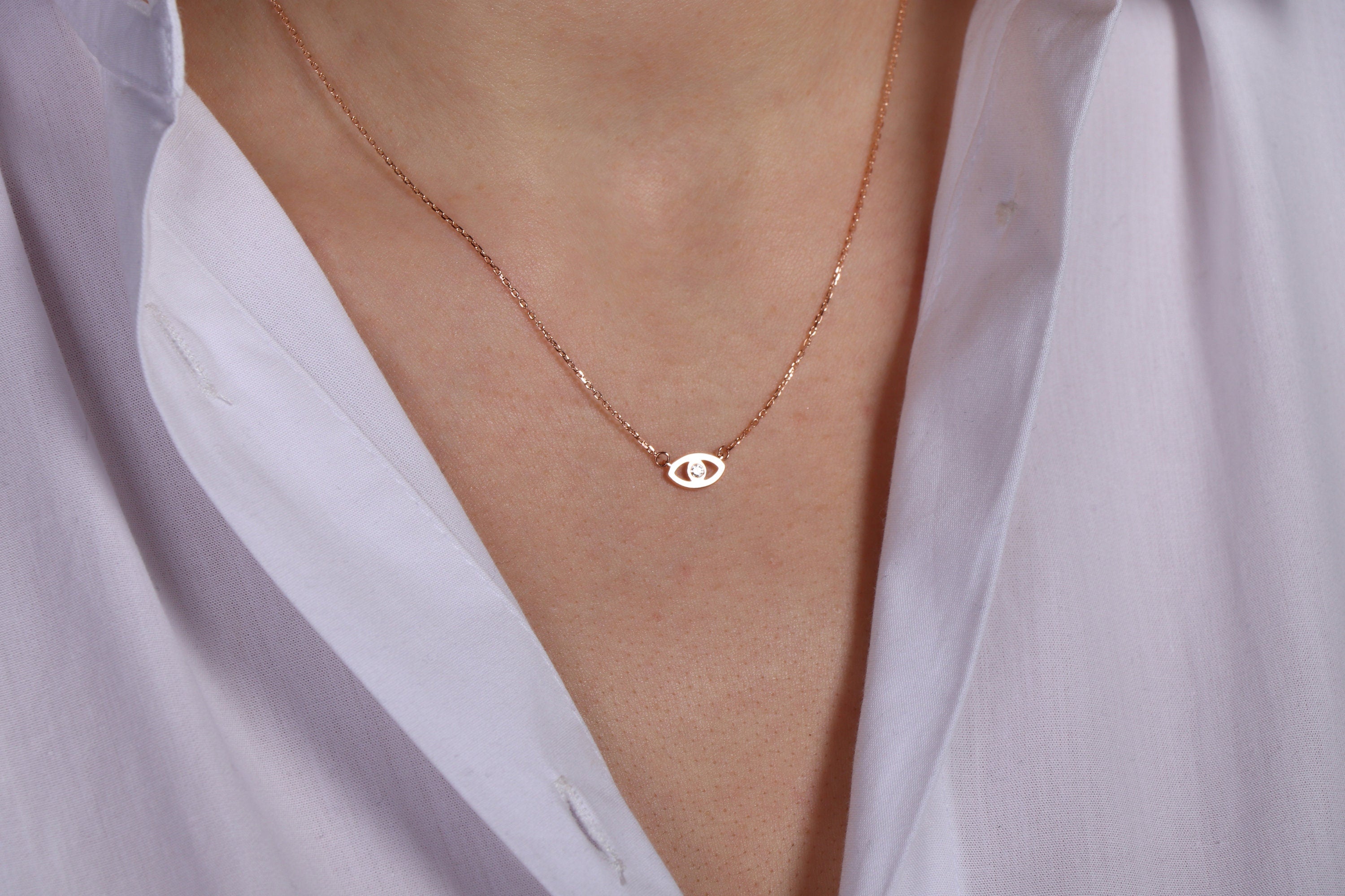 Mini Diamond Evil Eye Necklace