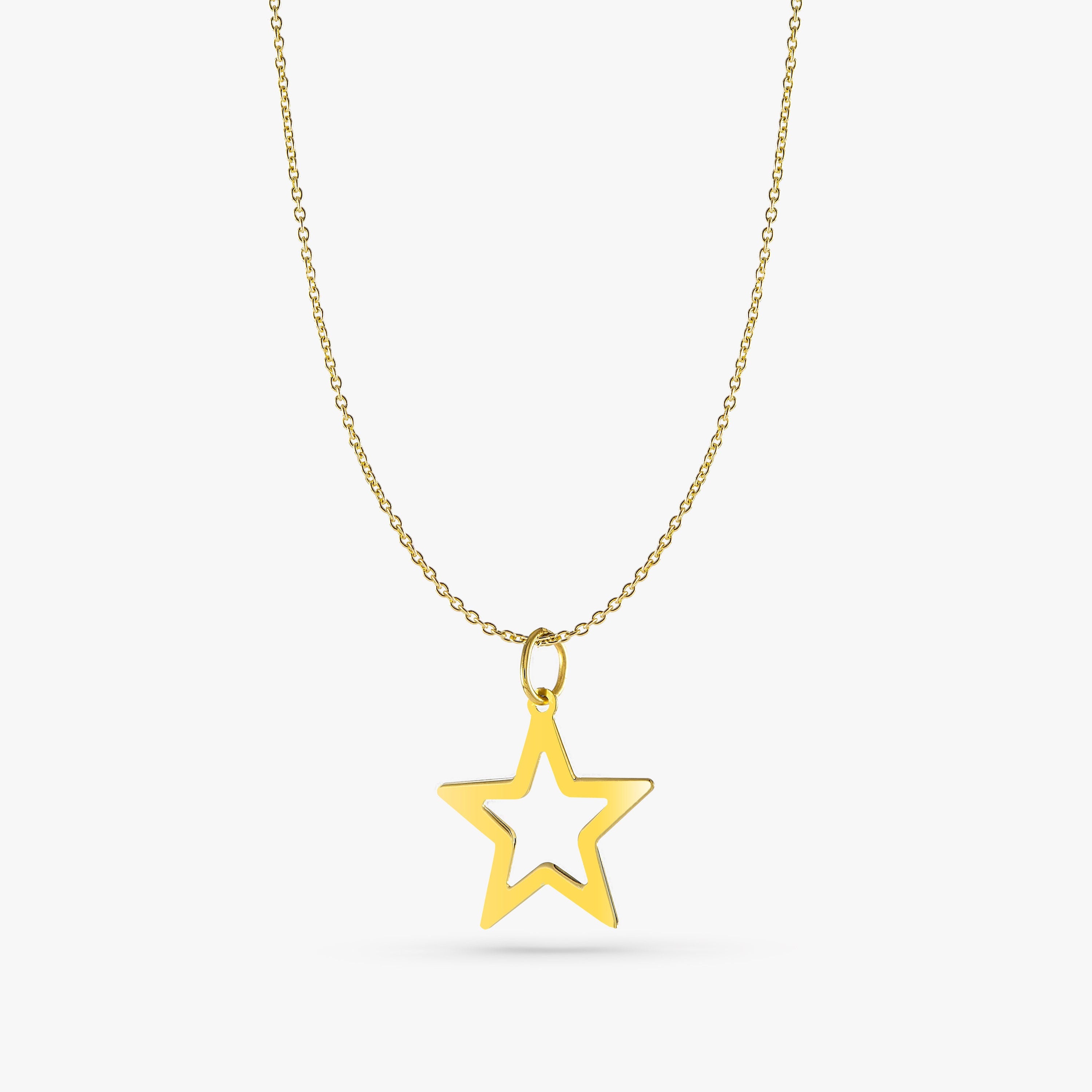 Open Star Pendant Necklace in 14K Gold