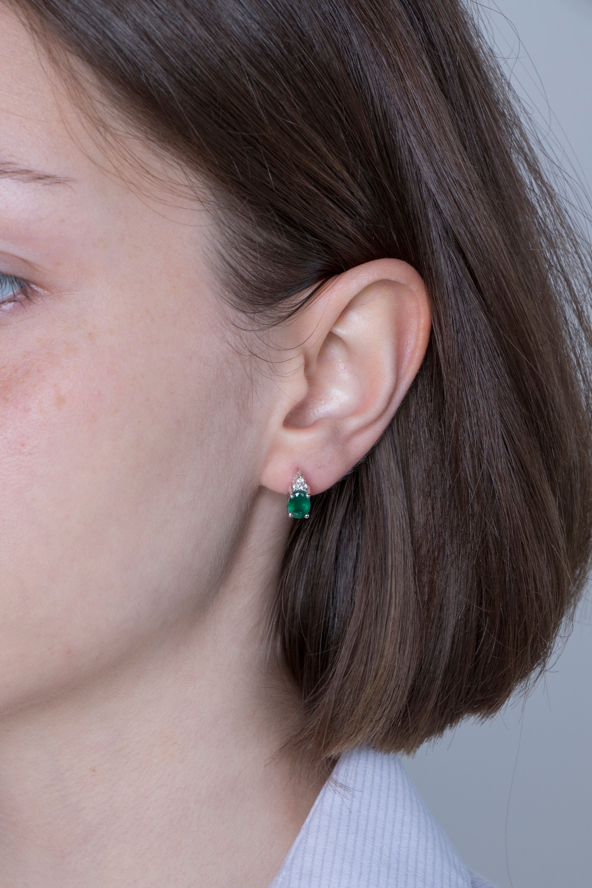 Emerald and Diamond Earrings in 14K Gold
