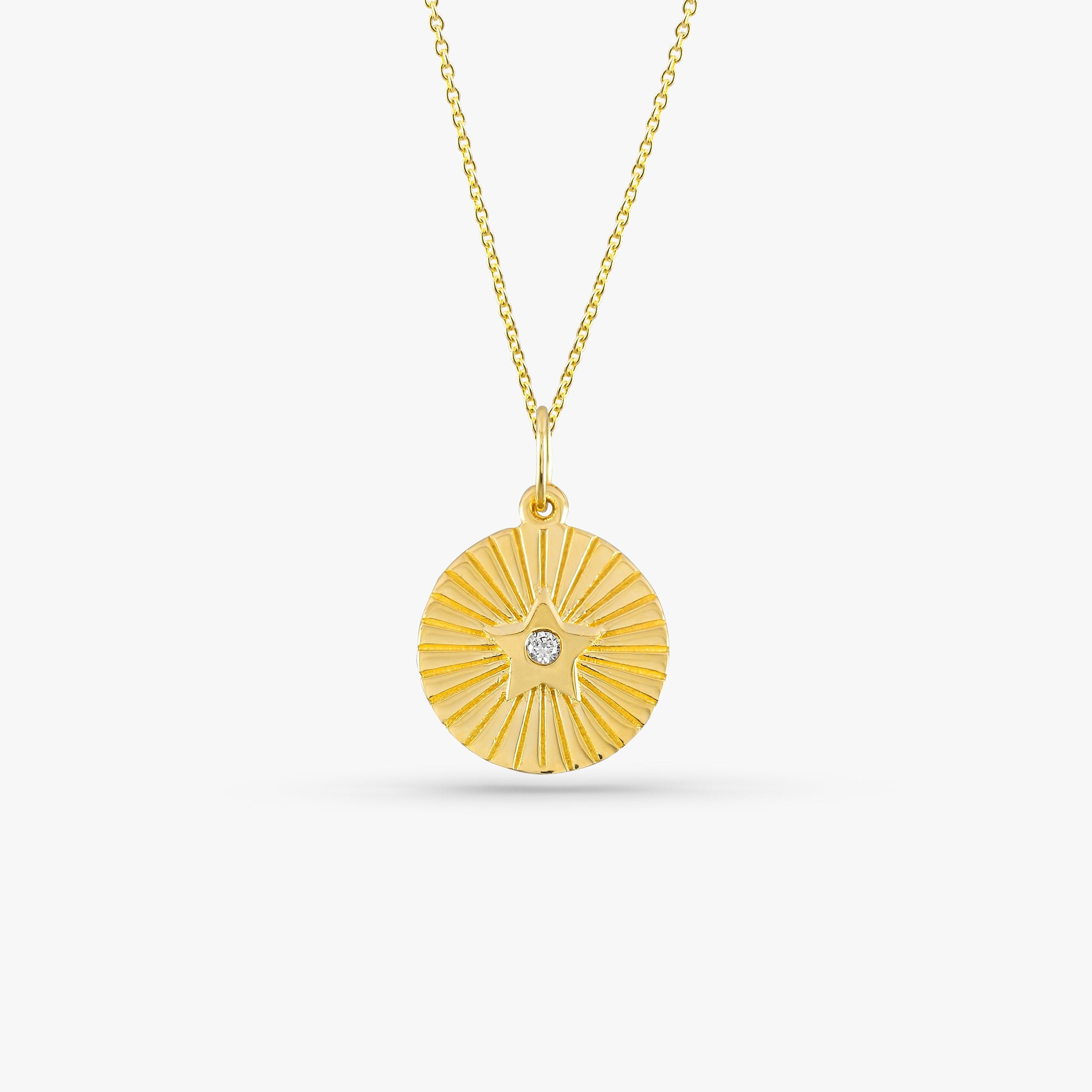 Diamond Star Pendant Necklace in 14K Gold