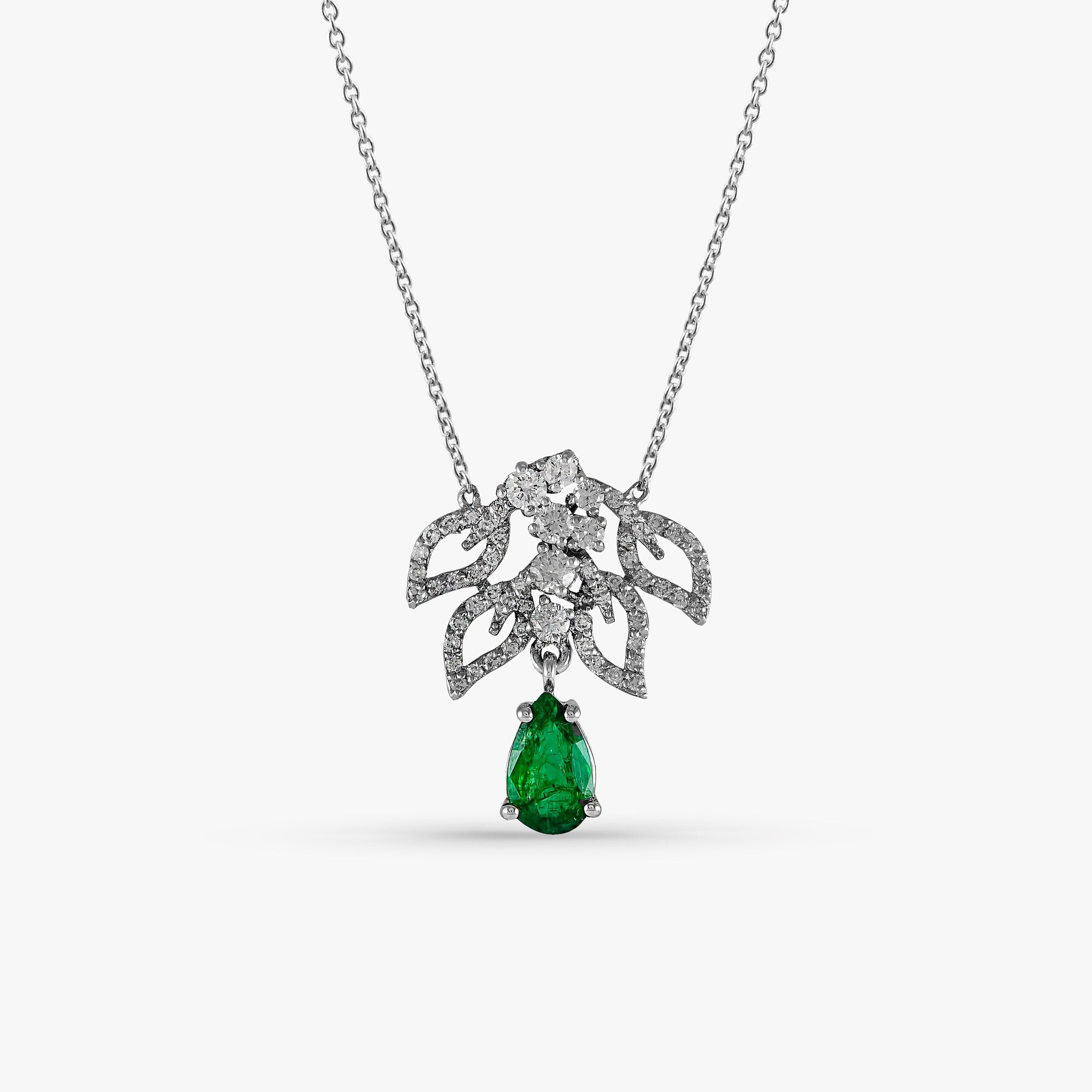 18K Gold Emerald and Diamond Necklace