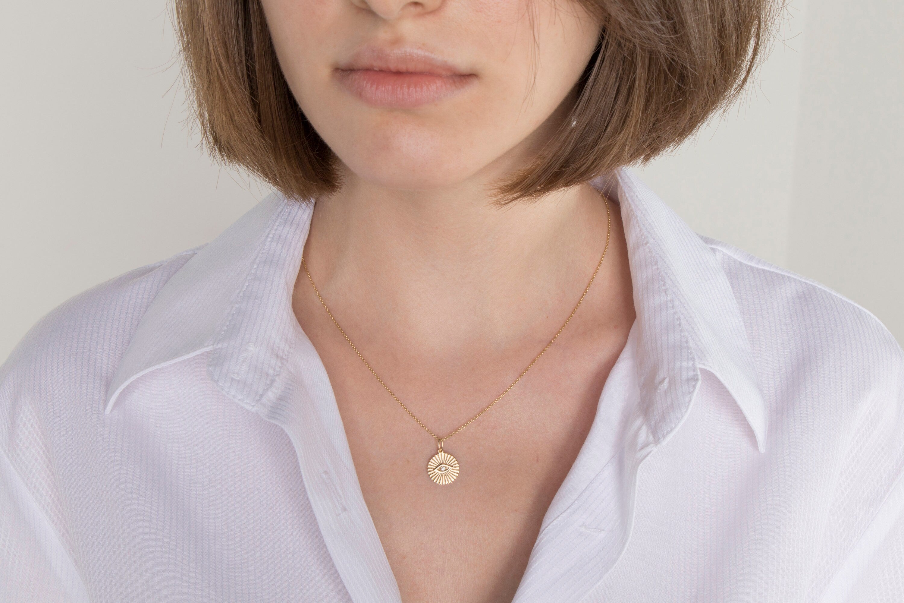 Diamond Evil Eye Pendant Necklace