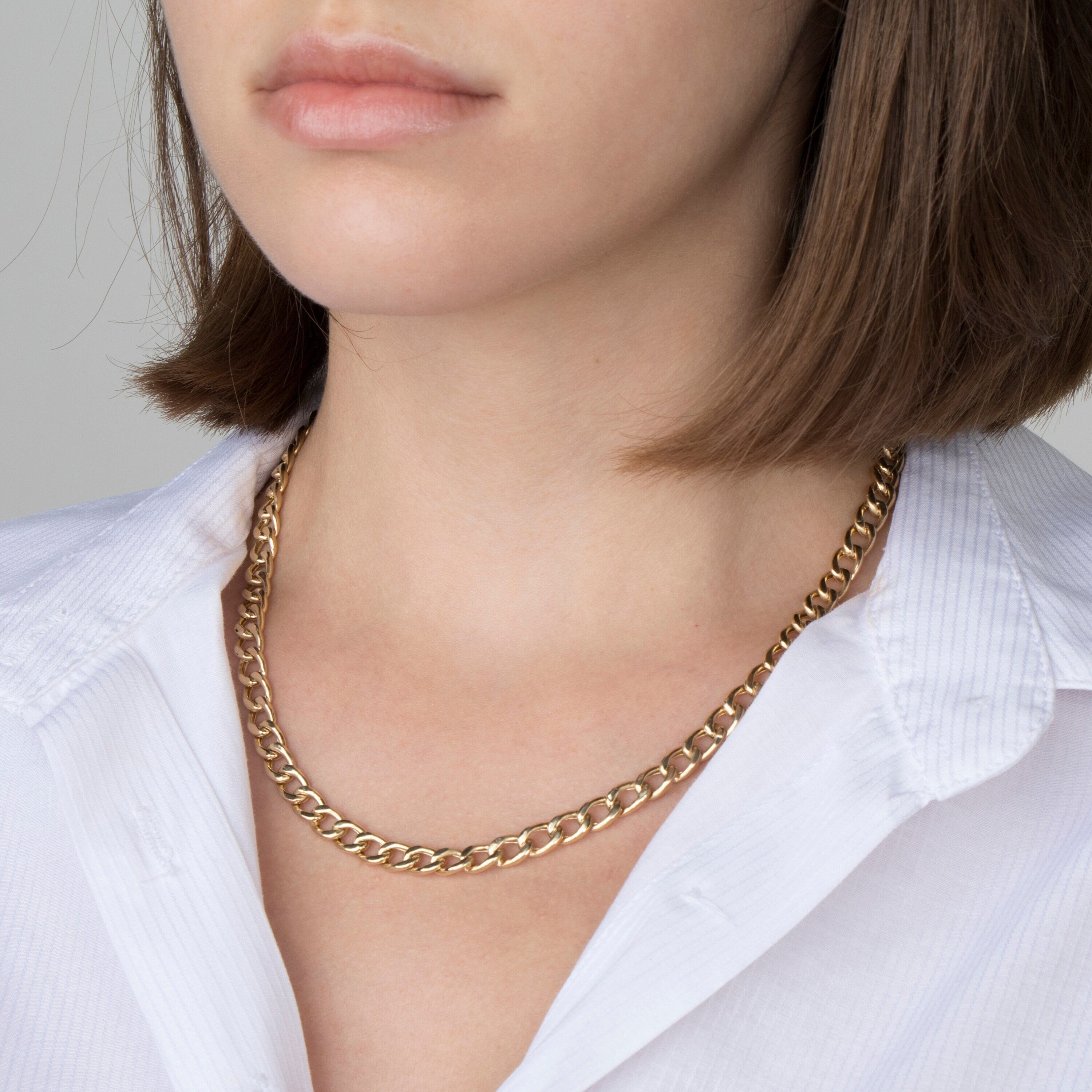 Cuban Link Chain Necklace in 14K Gold