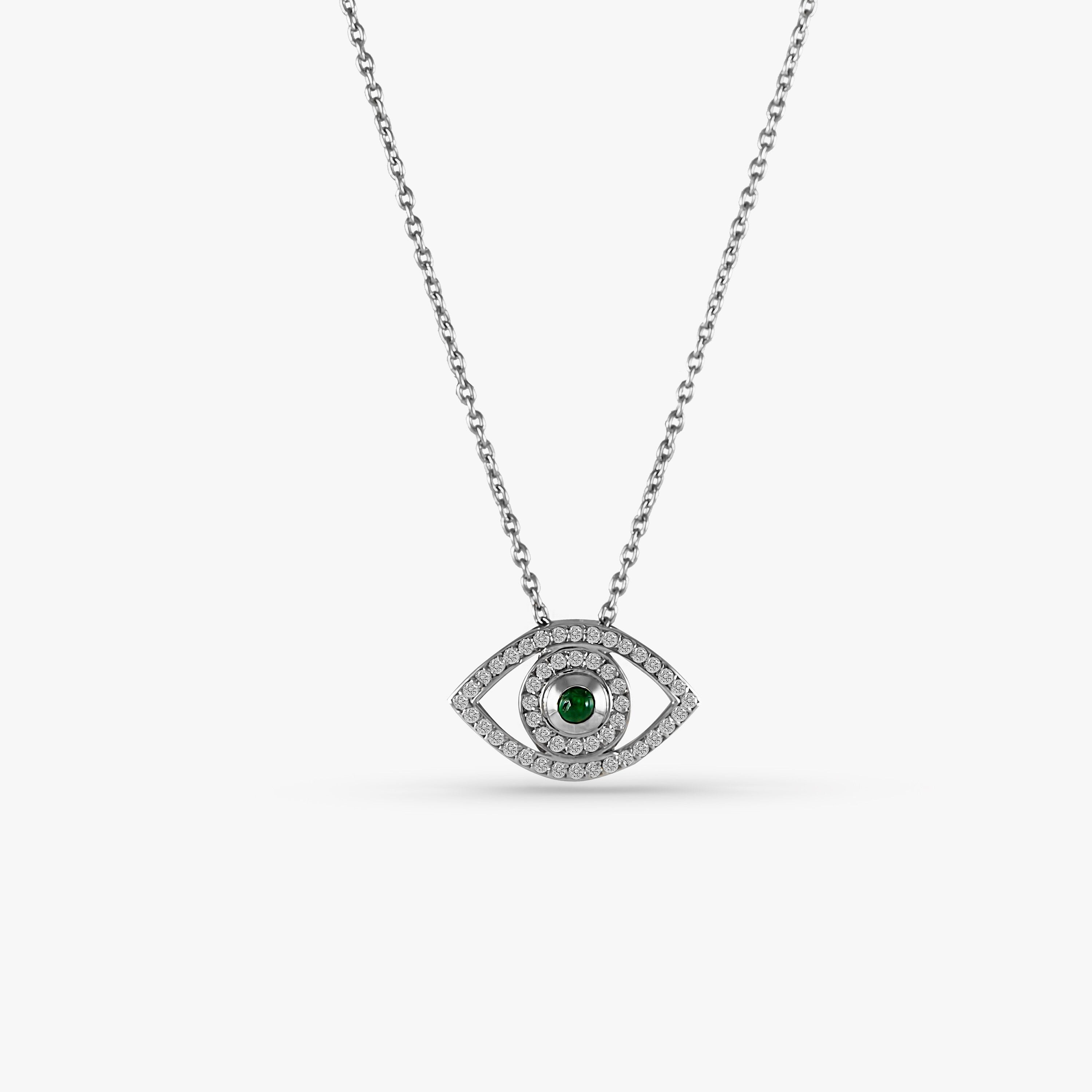Emerald and Diamond Evil Eye Necklace