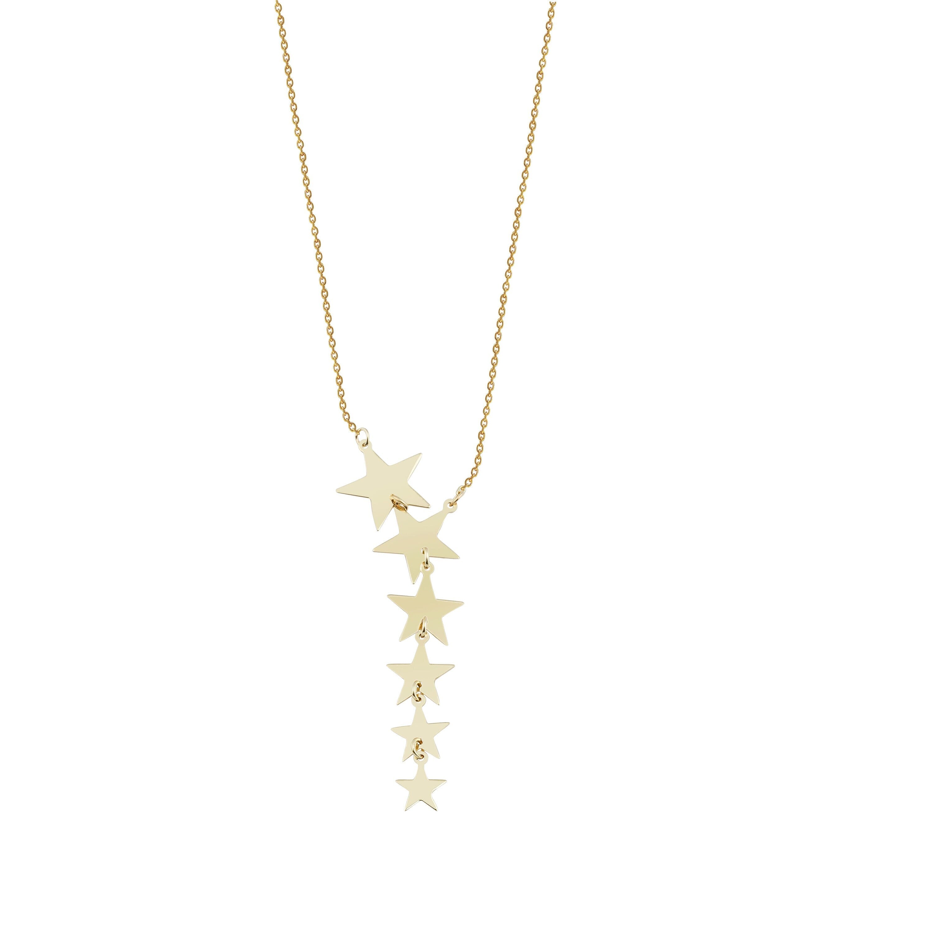 Star Lariat Necklace in 14K Gold