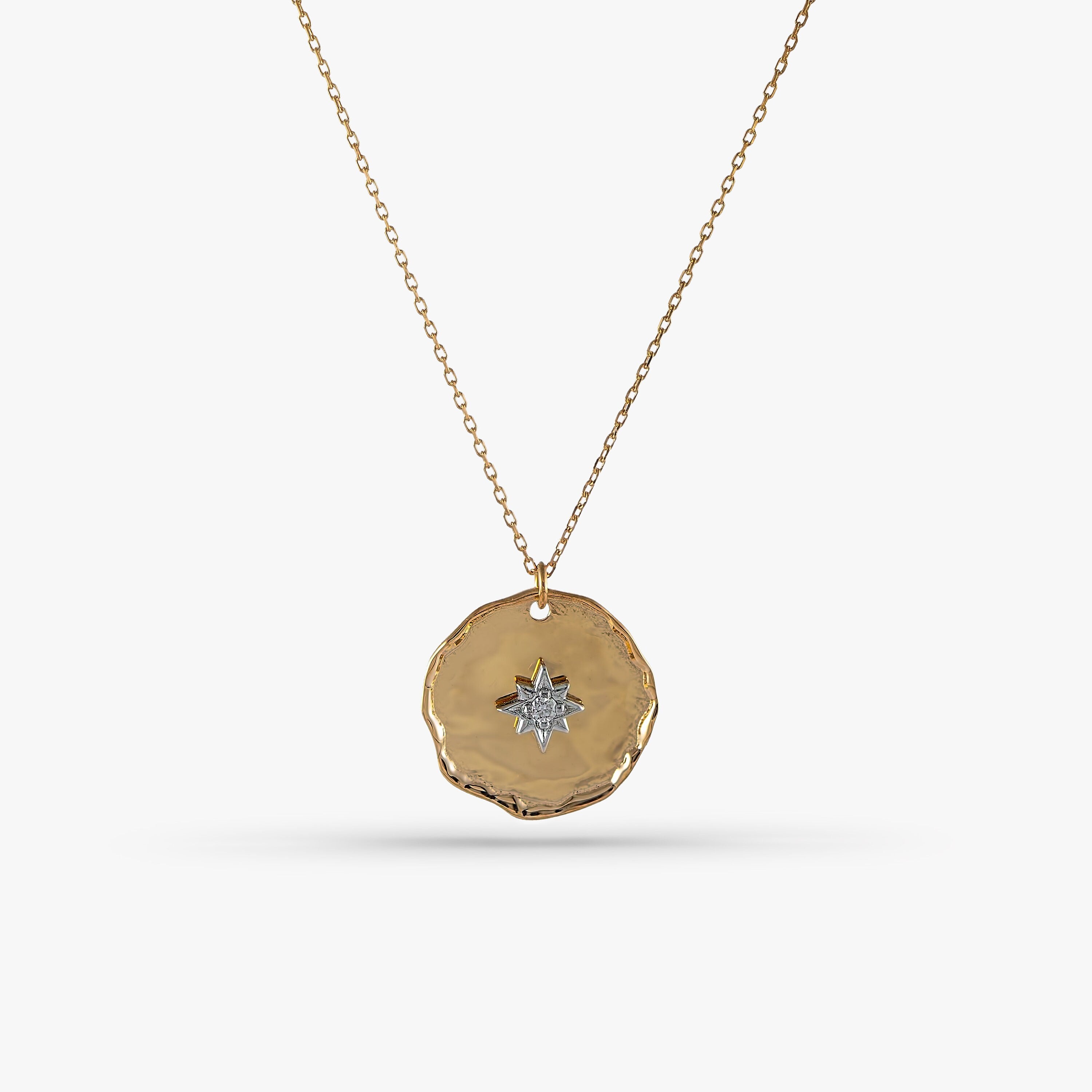 Diamond North Star Pendant Necklace in 14K Gold