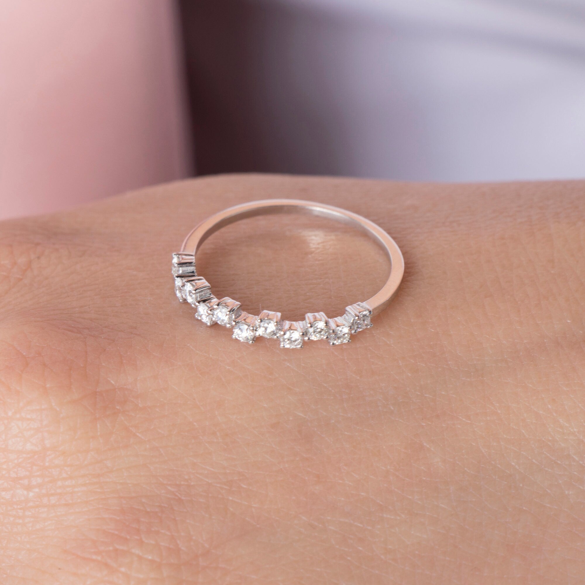 Zigzag Diamond Ring in 14K Gold