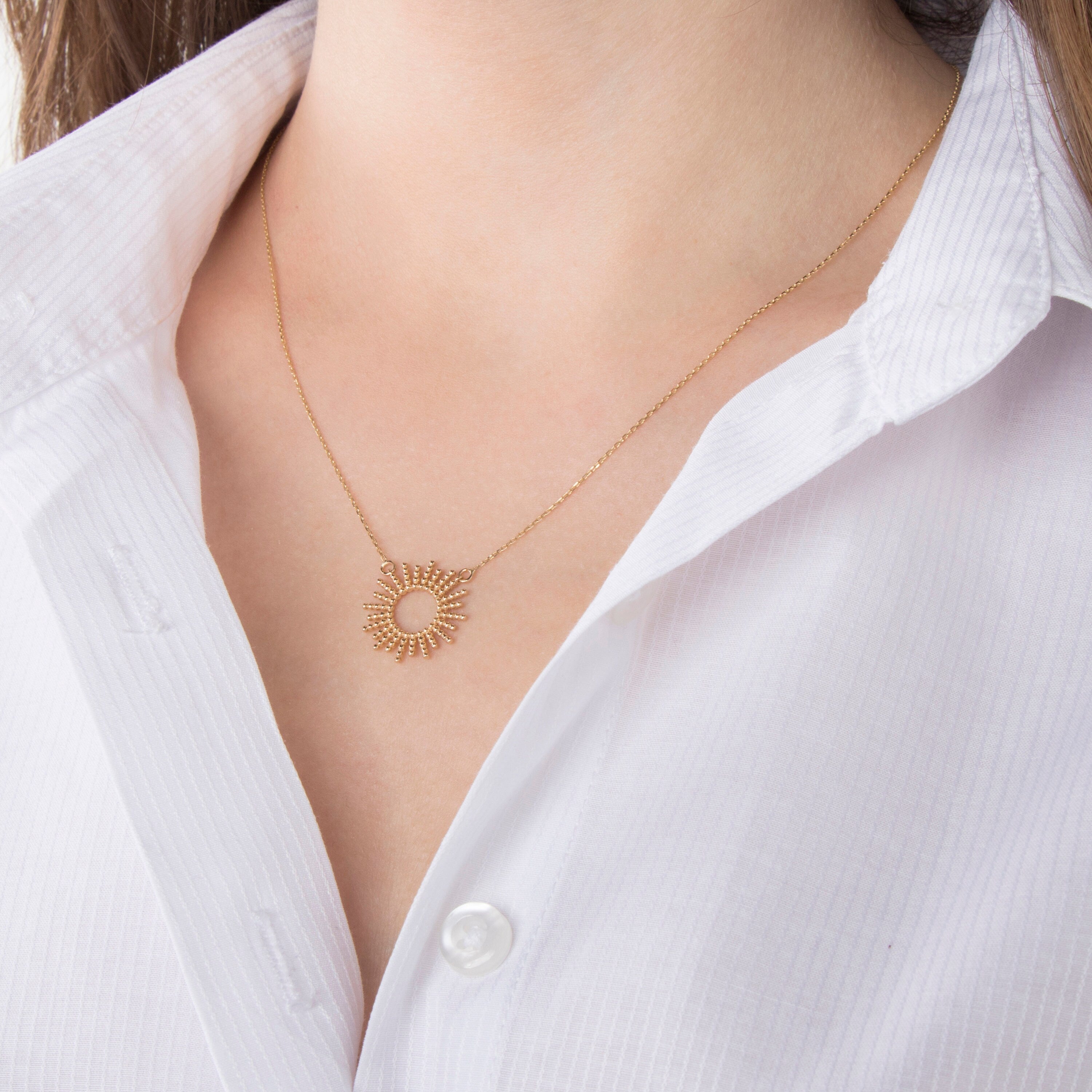 Sun Necklace in 14K Gold