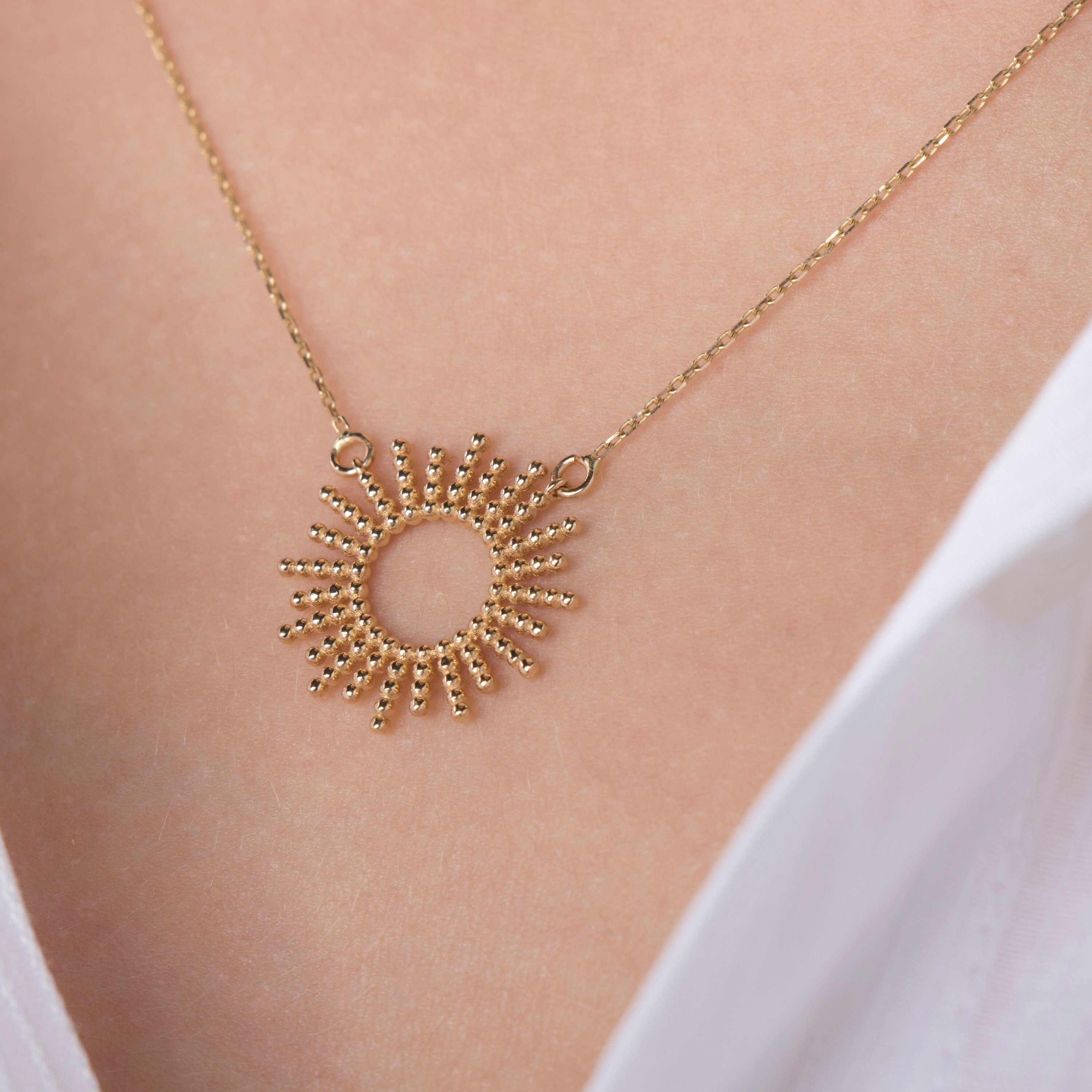Sun Necklace in 14K Gold