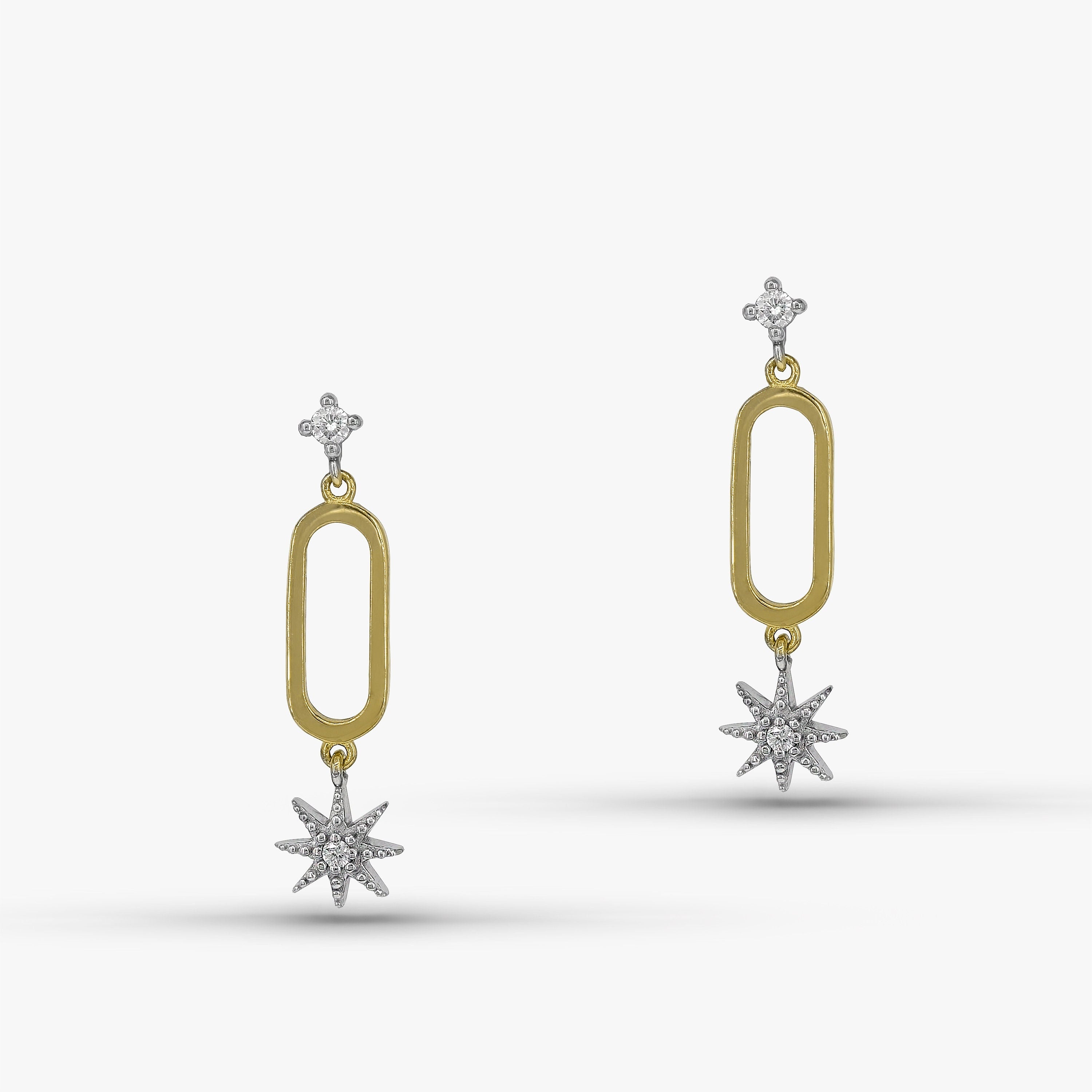 Diamond Starburst Earrings Available in 14K and 18K Gold