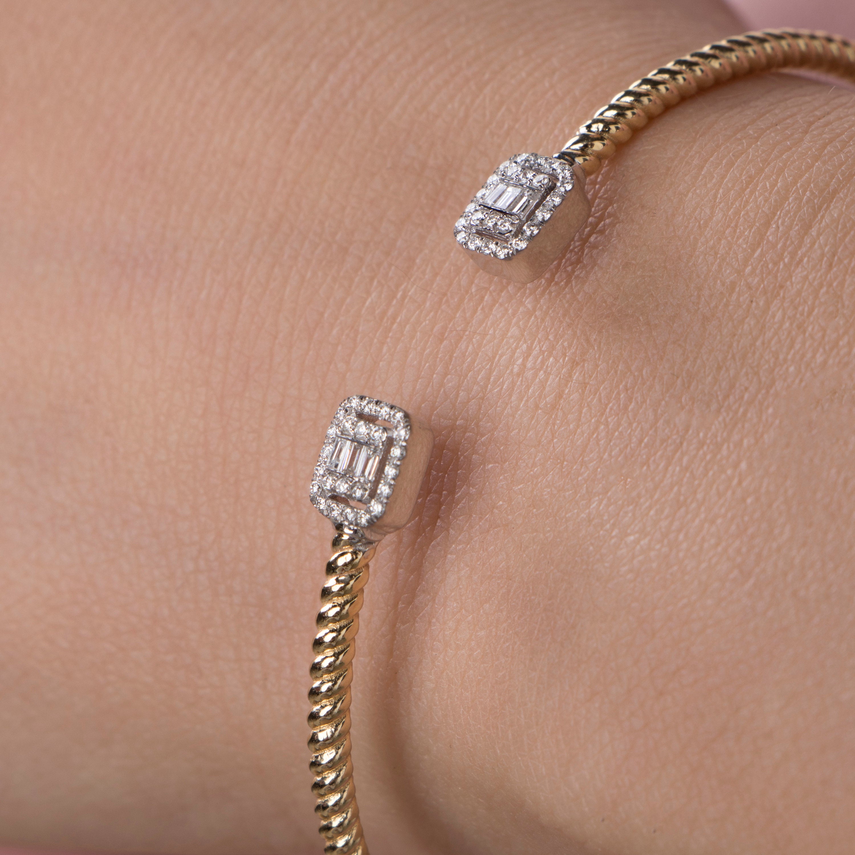 Diamond Open Cuff Bracelet in 14K Gold