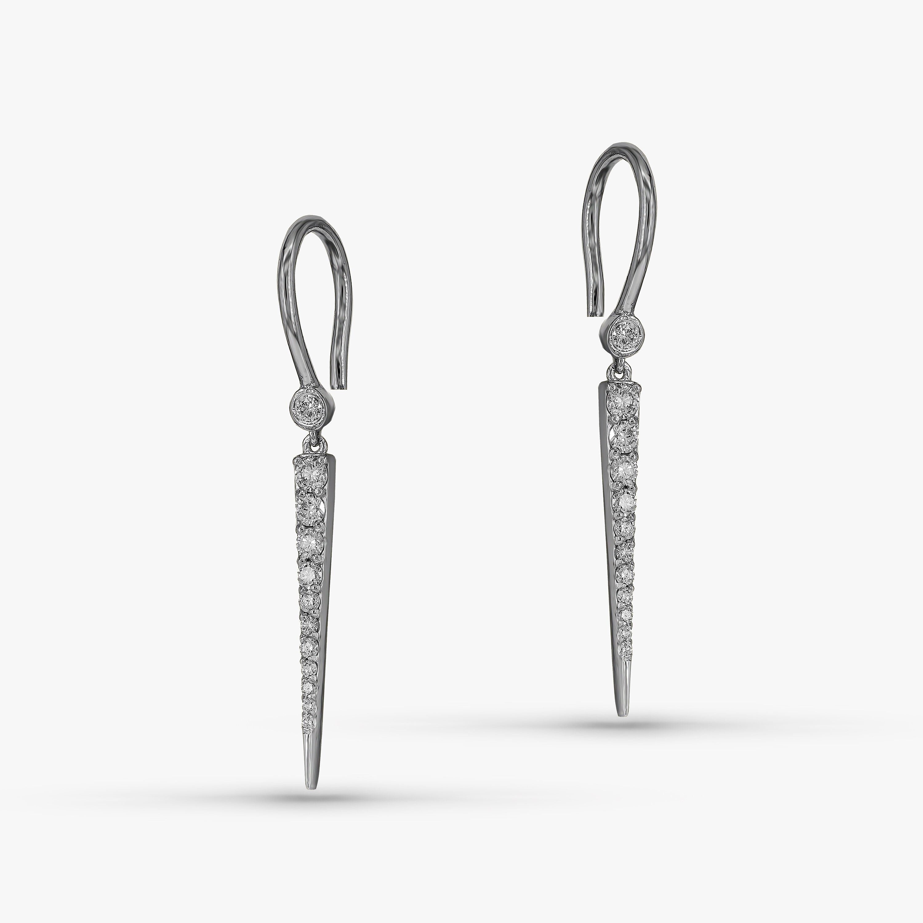 Diamond Spike Drop Earrings in 14K Gold