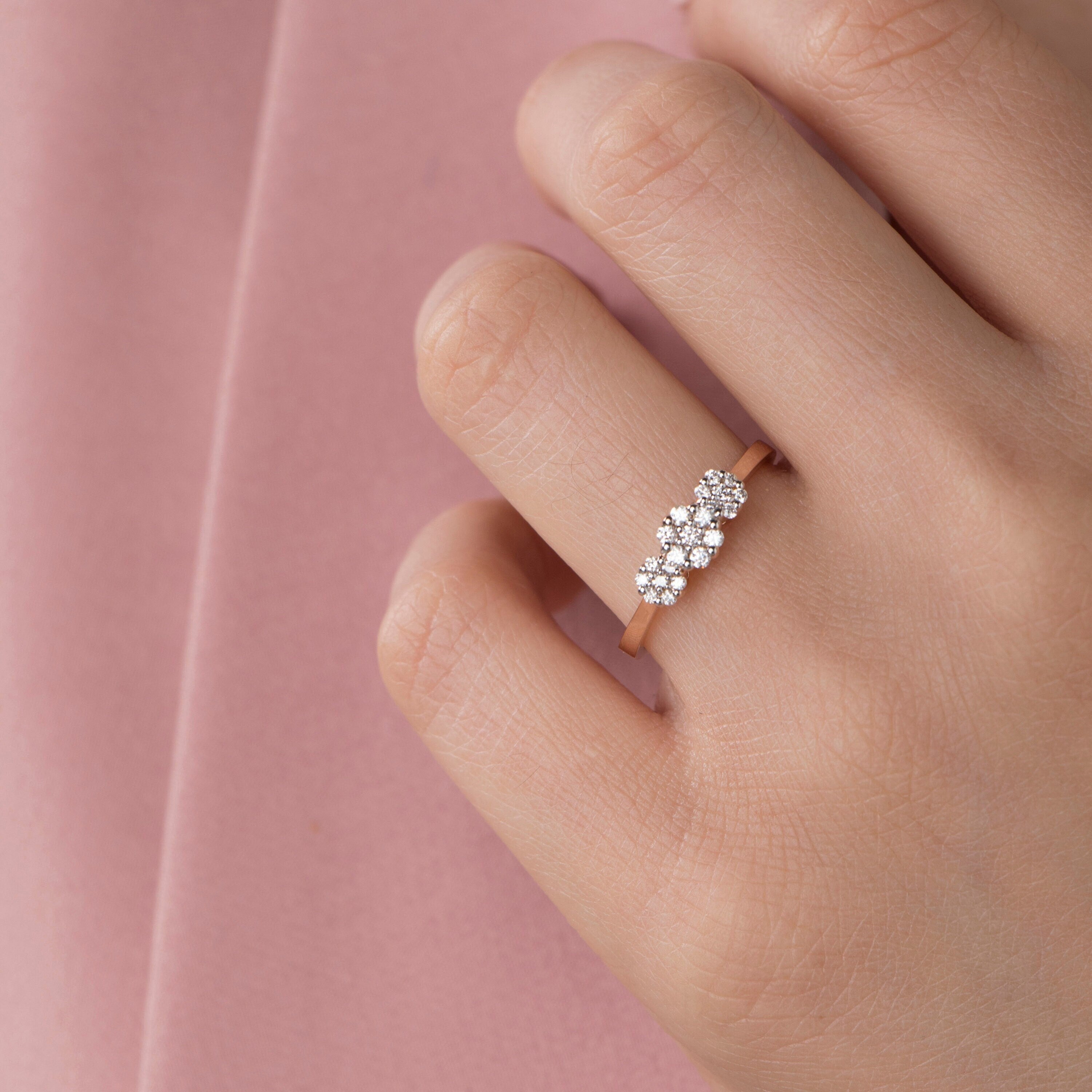 Diamond Flower Cluster Ring in 14K Gold