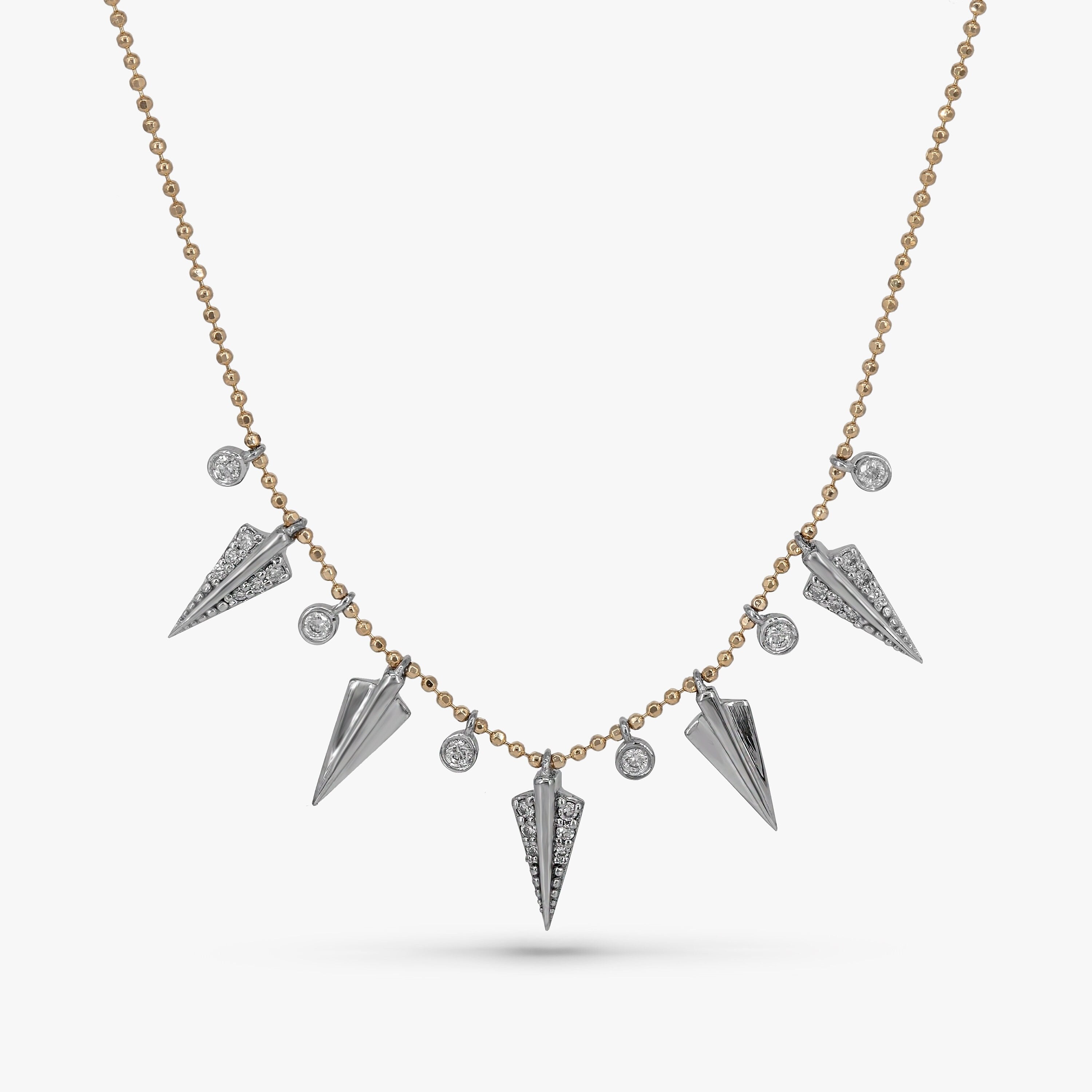 14K Gold Diamond Spike Necklace