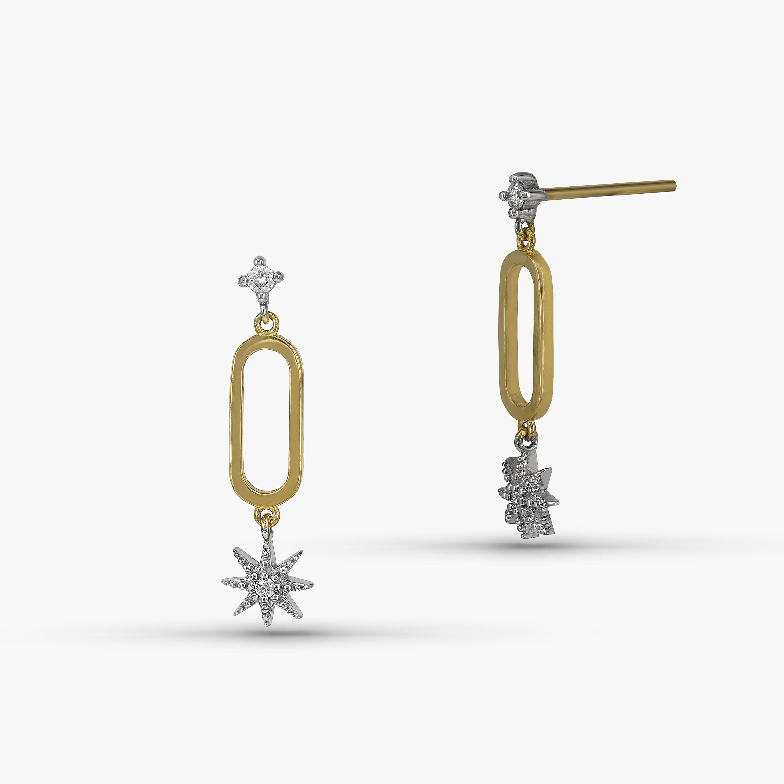 Diamond Starburst Earrings Available in 14K and 18K Gold