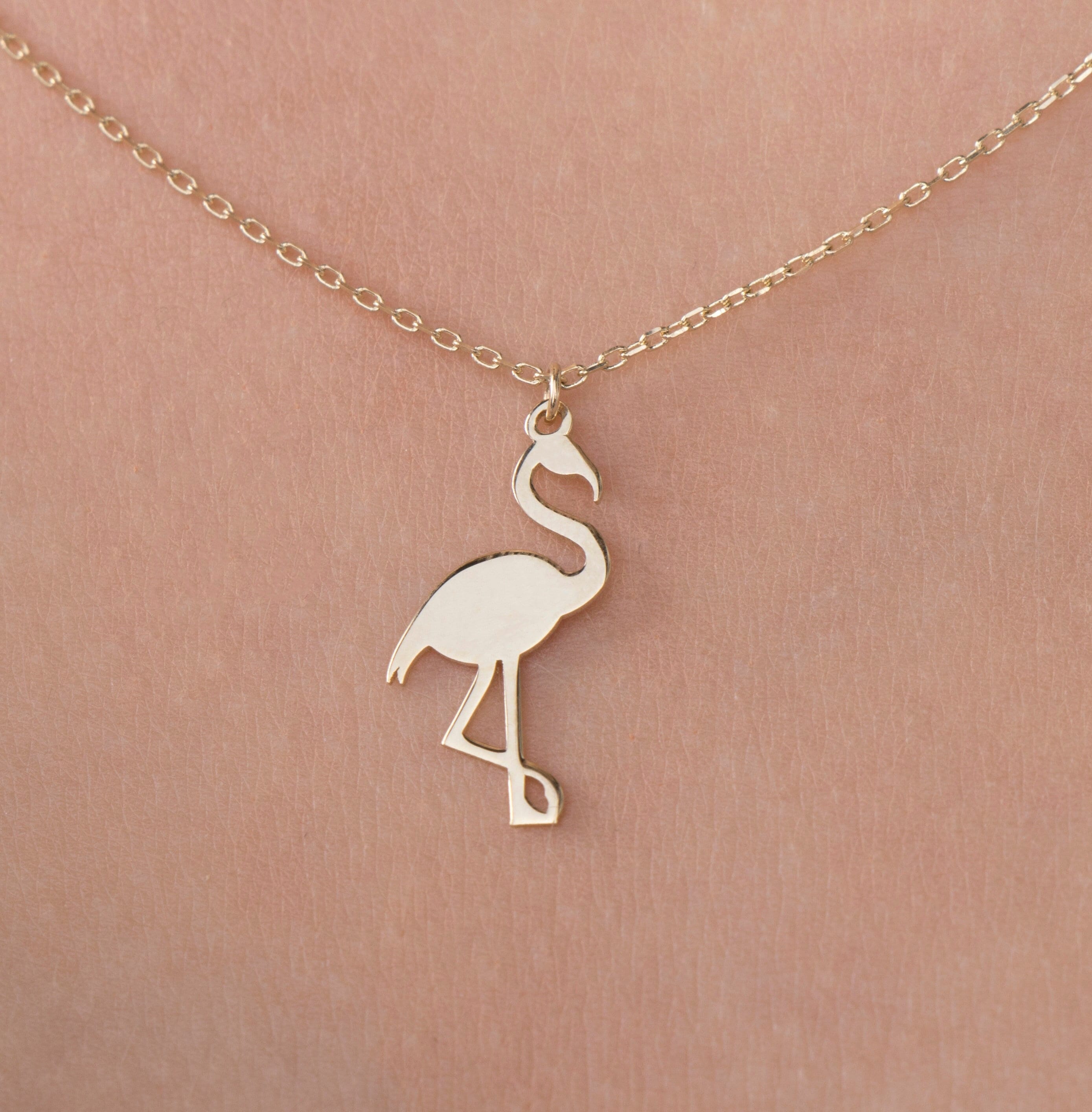 Flamingo Necklace in 14K Gold