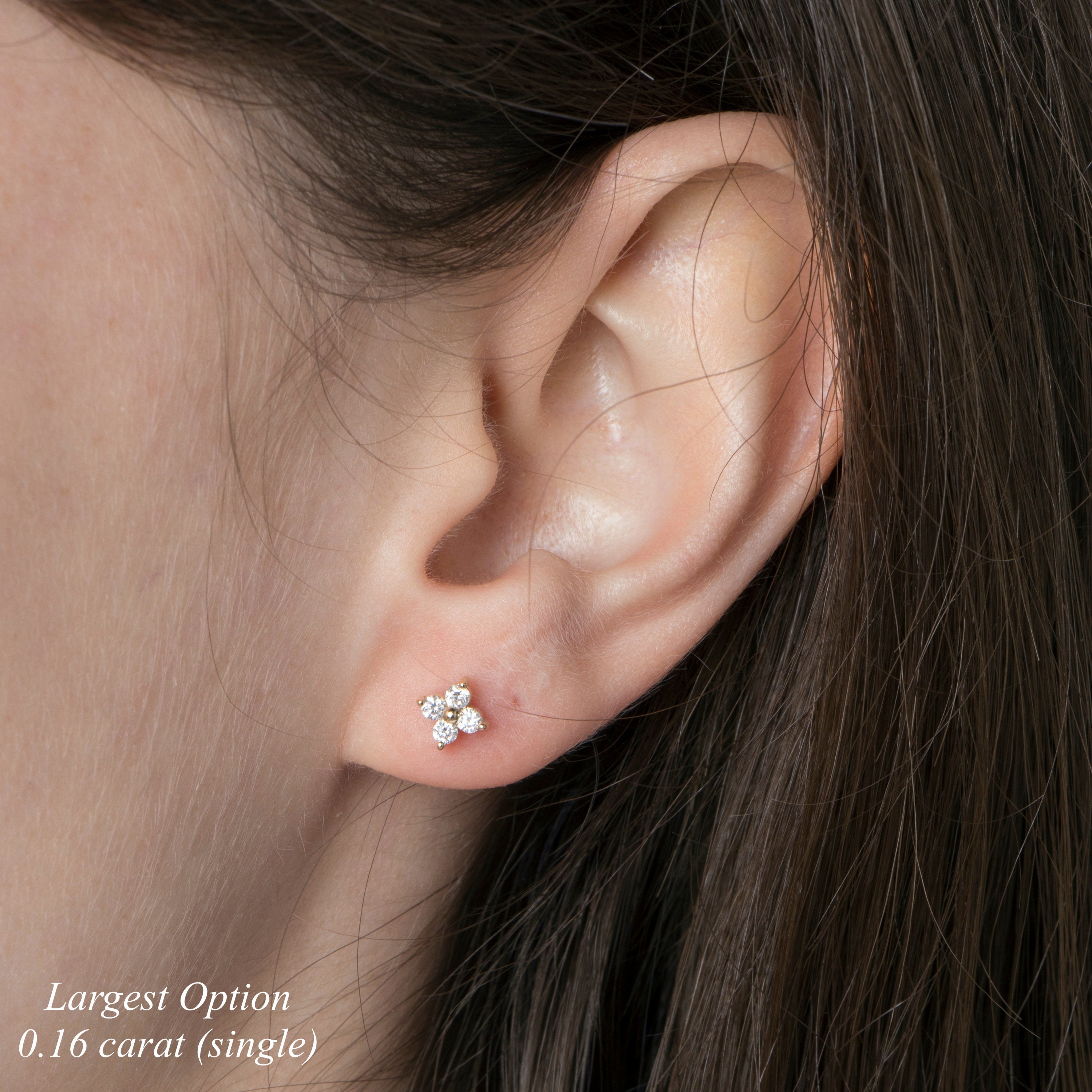 Single Diamond Clover Stud in 14K Gold