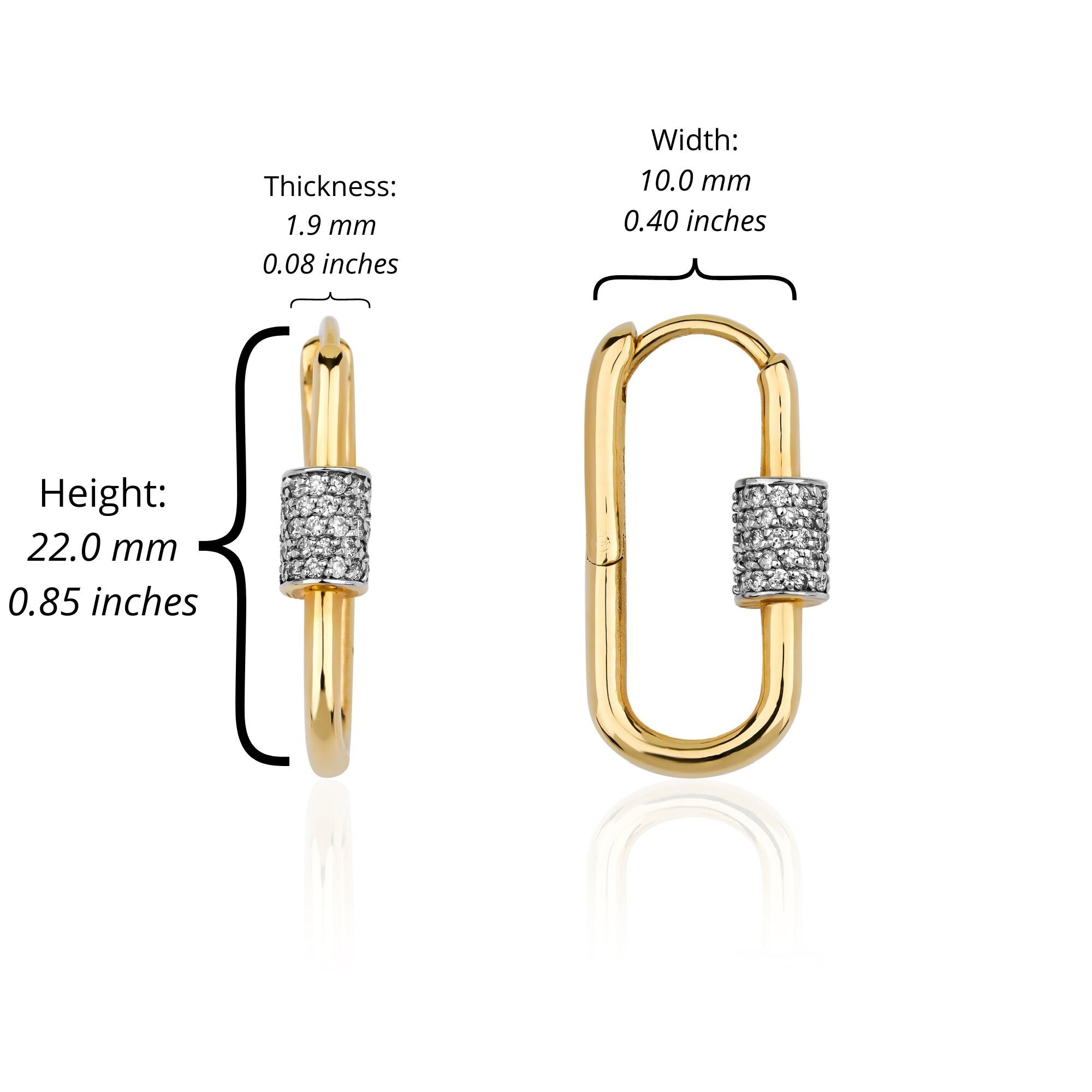 Diamond Carabiner Earrings Available in 14K and 18K Gold