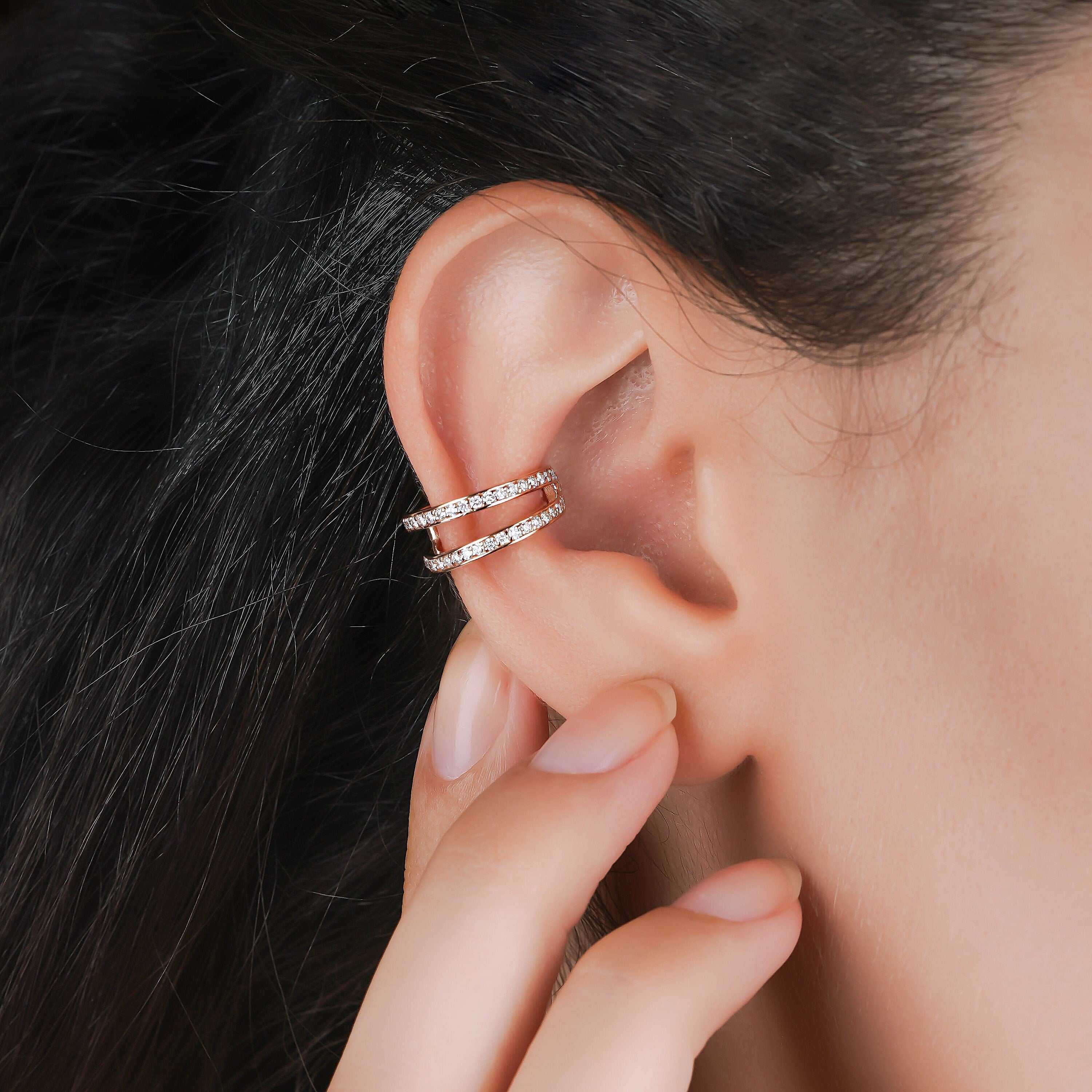 Double Ear Cuff Earring Available in 14K and 18K Gold