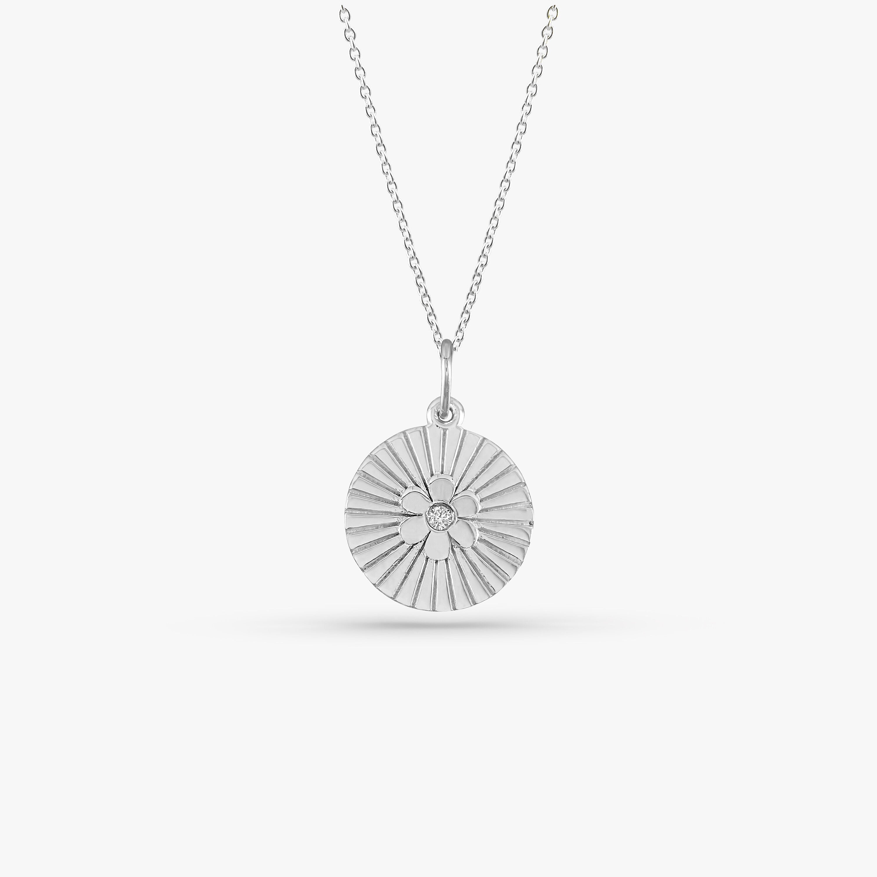 Mini Diamond Flower Pendant Necklace