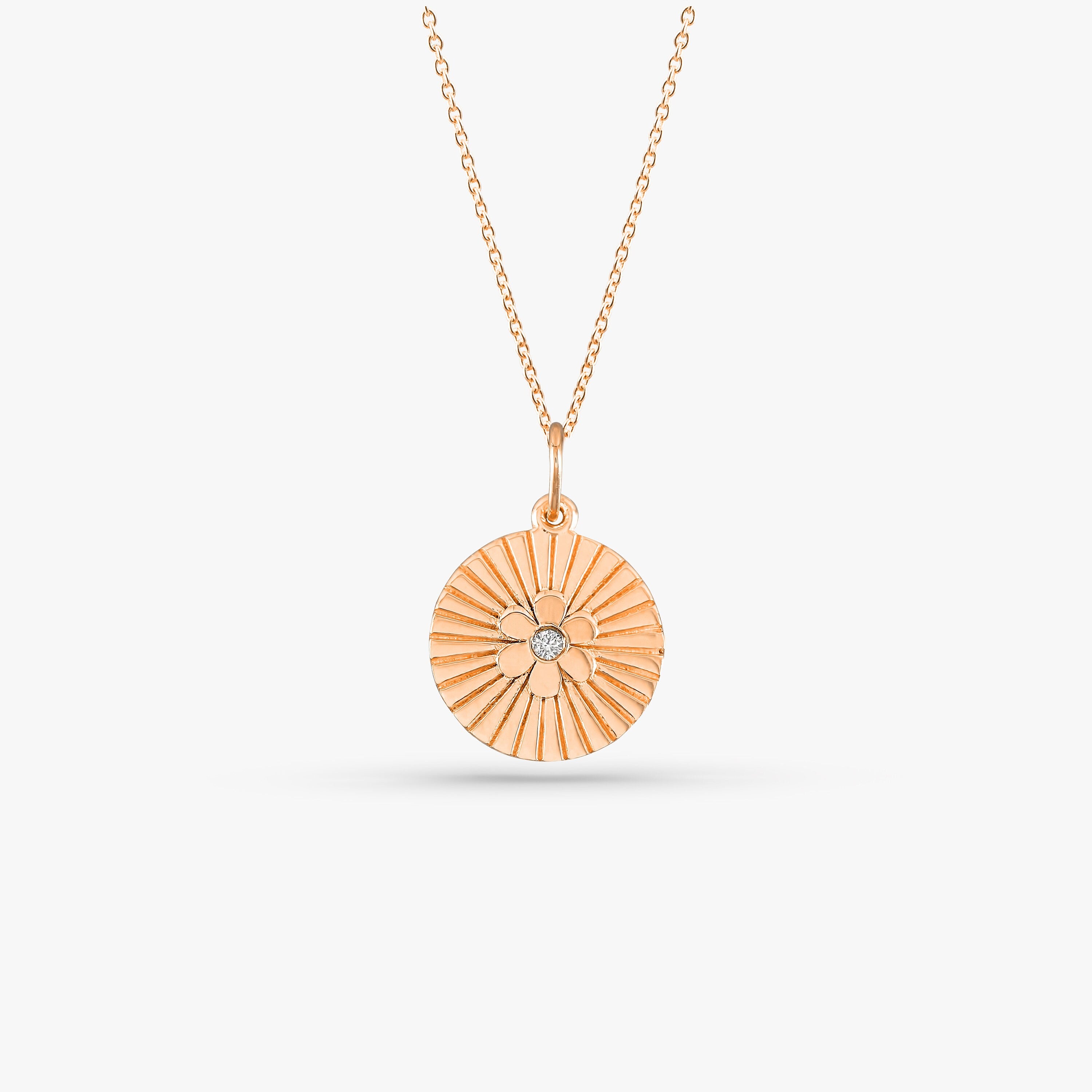 Mini Diamond Flower Pendant Necklace