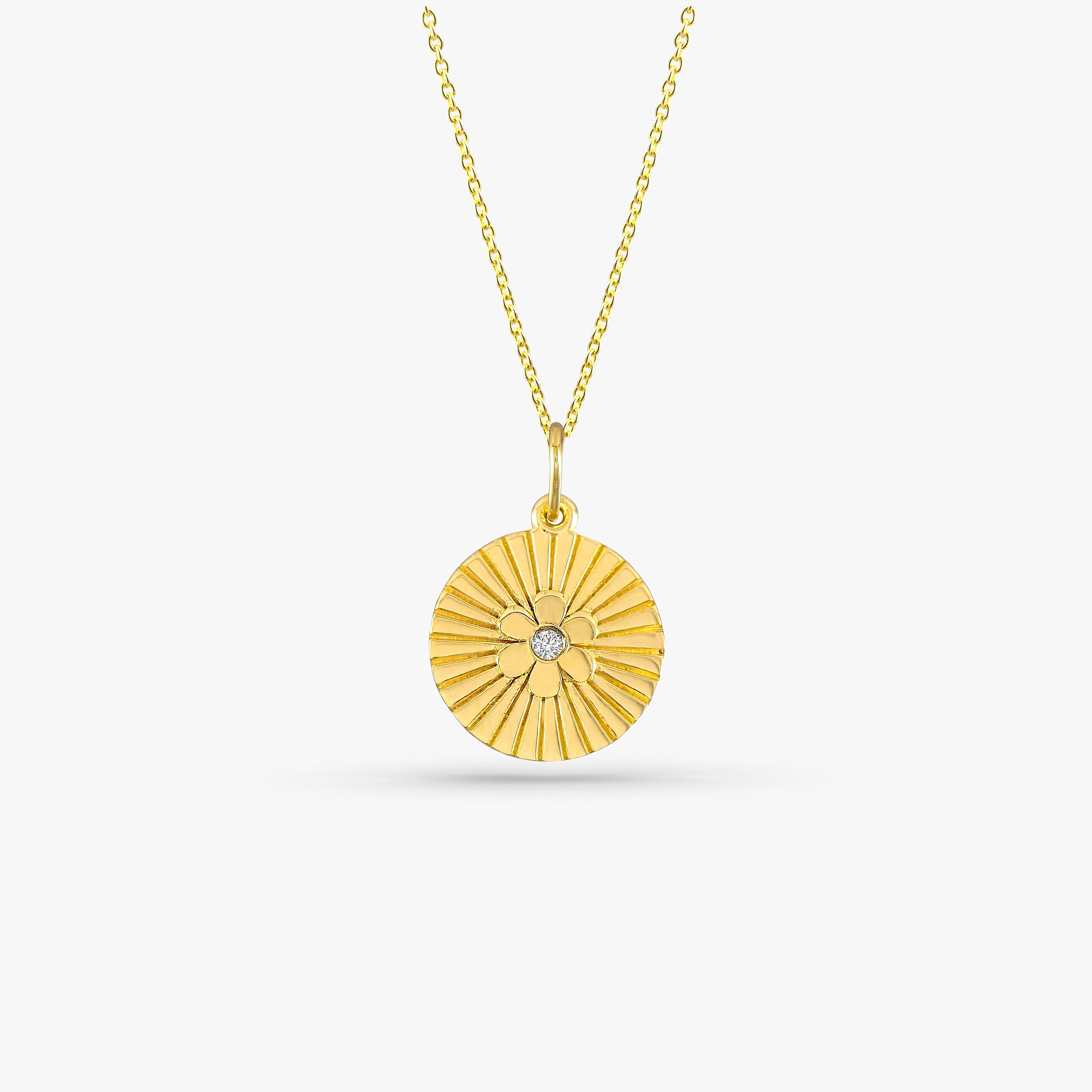 Mini Diamond Flower Pendant Necklace