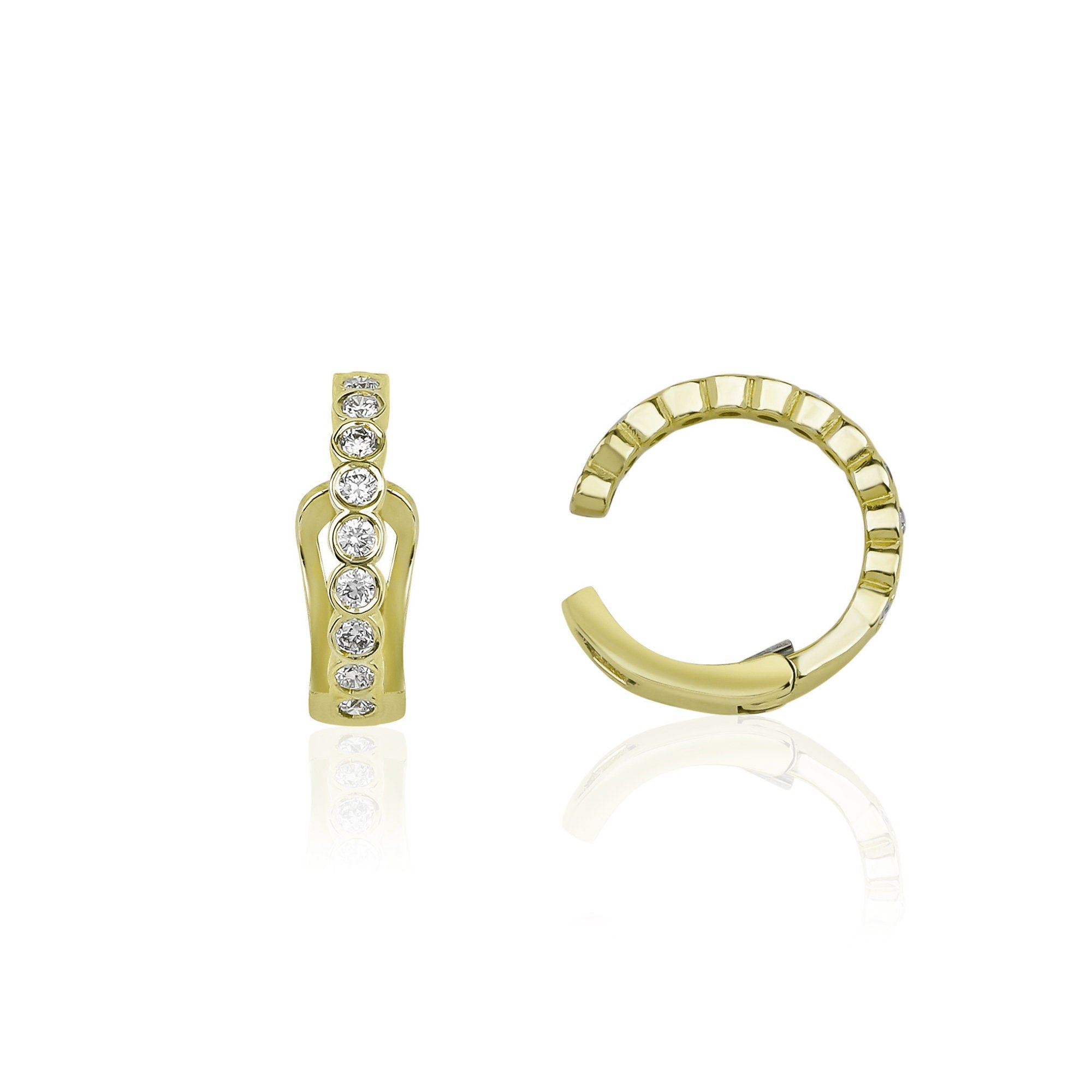 Bezel Set Diamond Ear Cuff Available in 14K and 18K Gold
