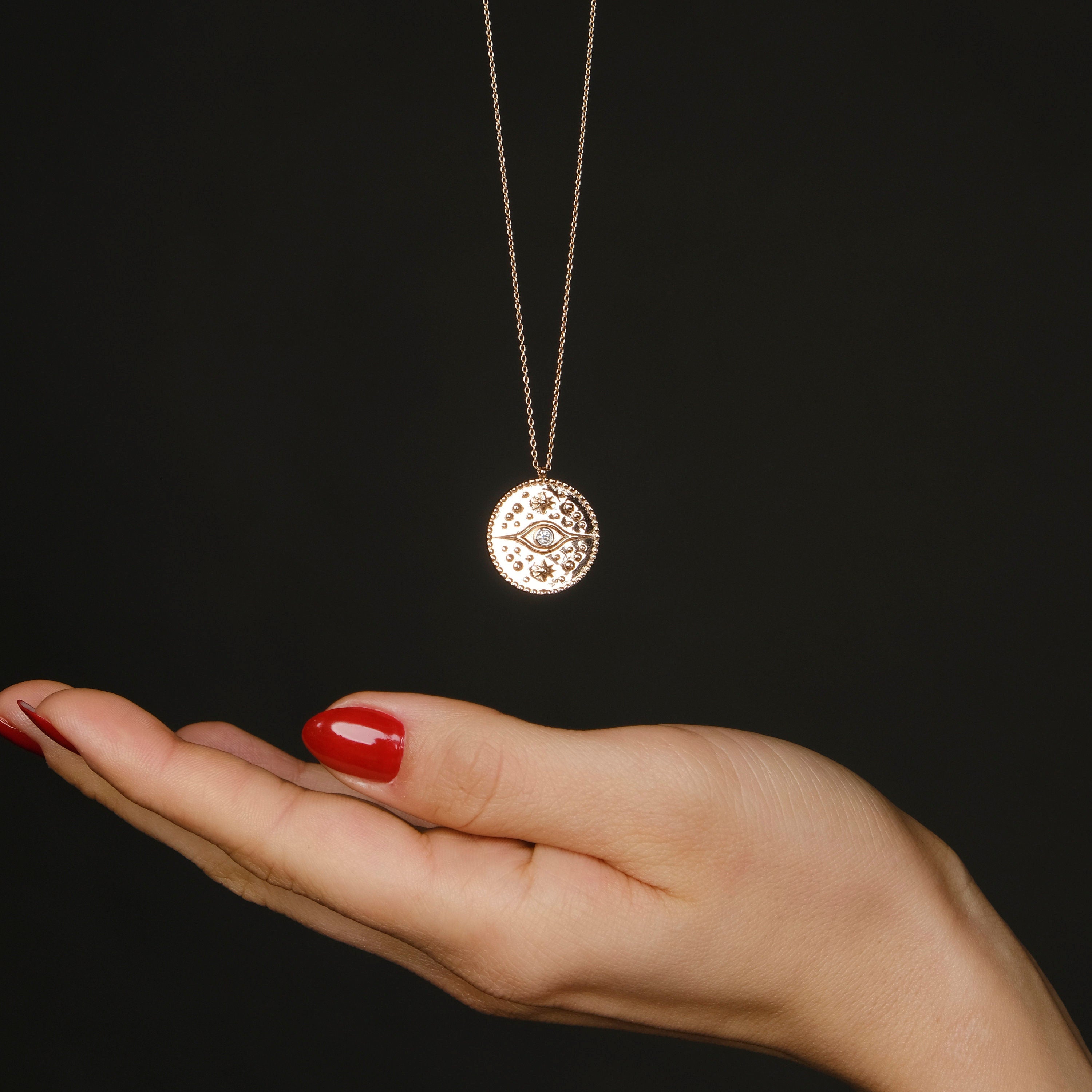 Diamond Medallion Coin Necklace