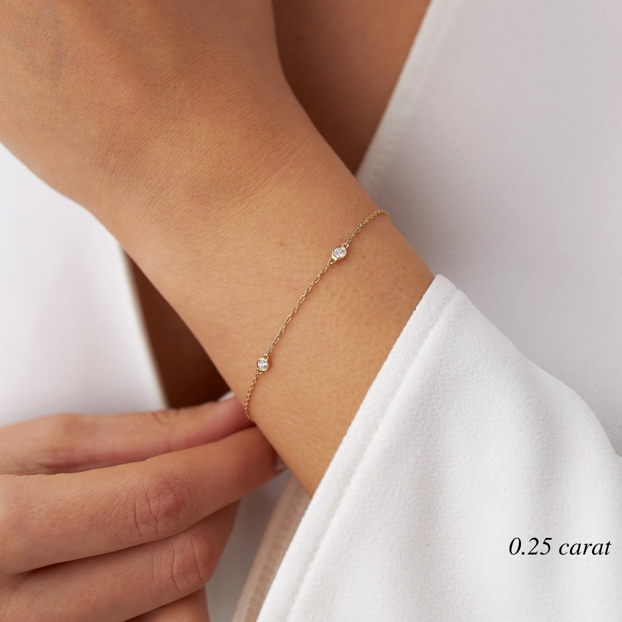 Diamond Station Bracelet in 14K Gold