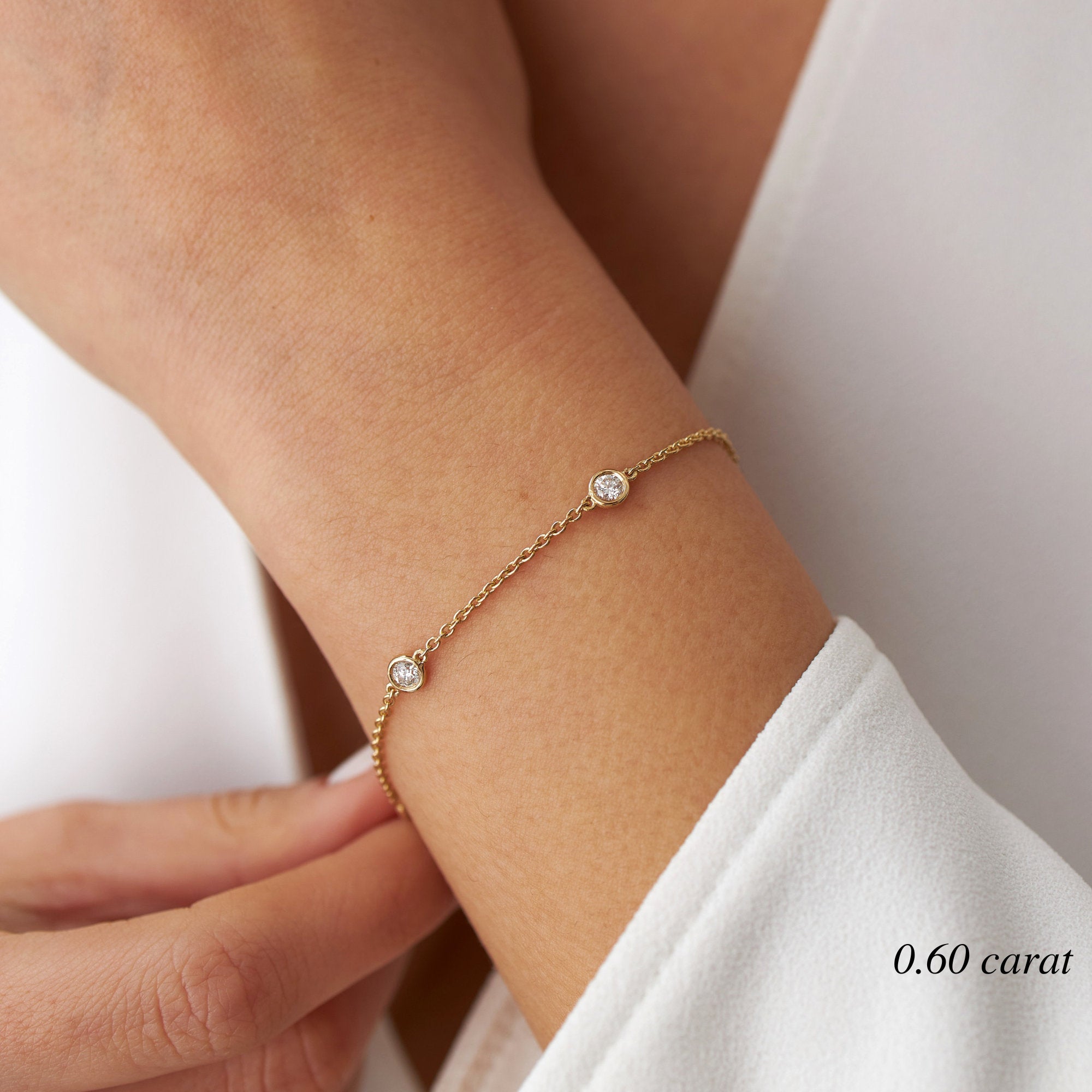 Diamond Station Bracelet in 14K Gold