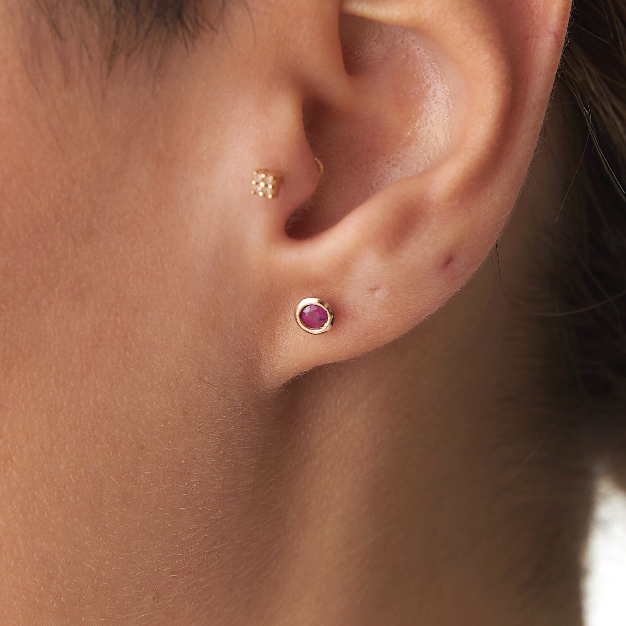 Natural Ruby Stud Earrings Available in 14K and 18K Gold