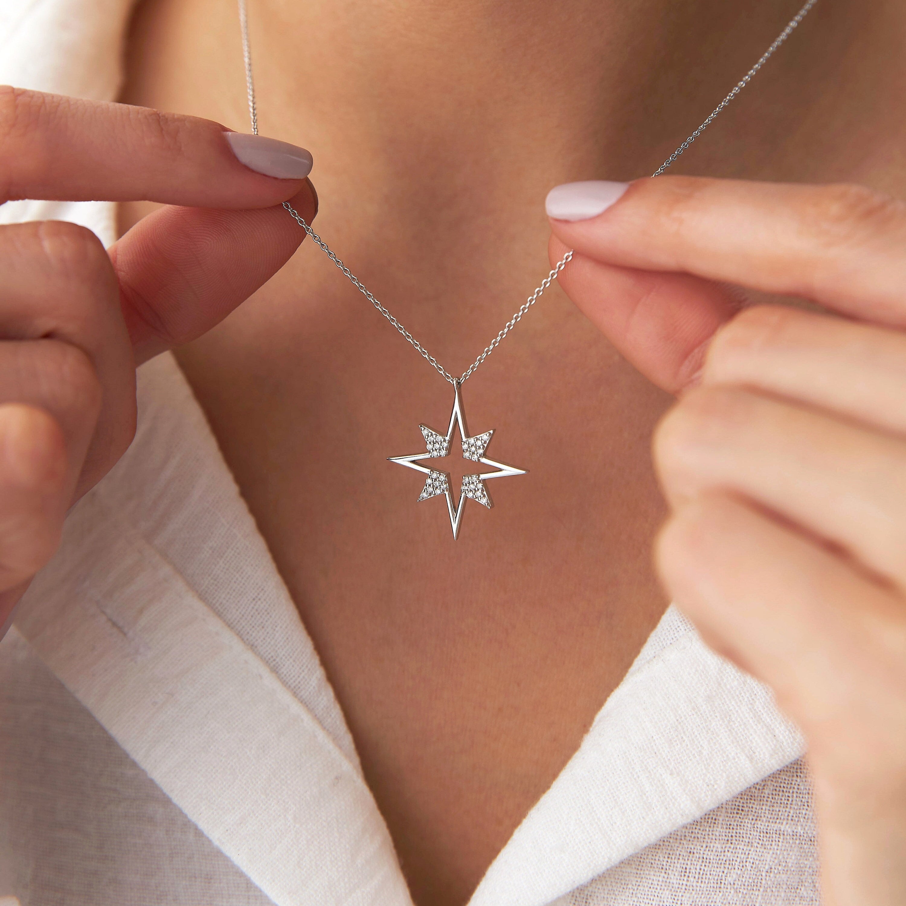 Diamond North Star Necklace in 14K Gold