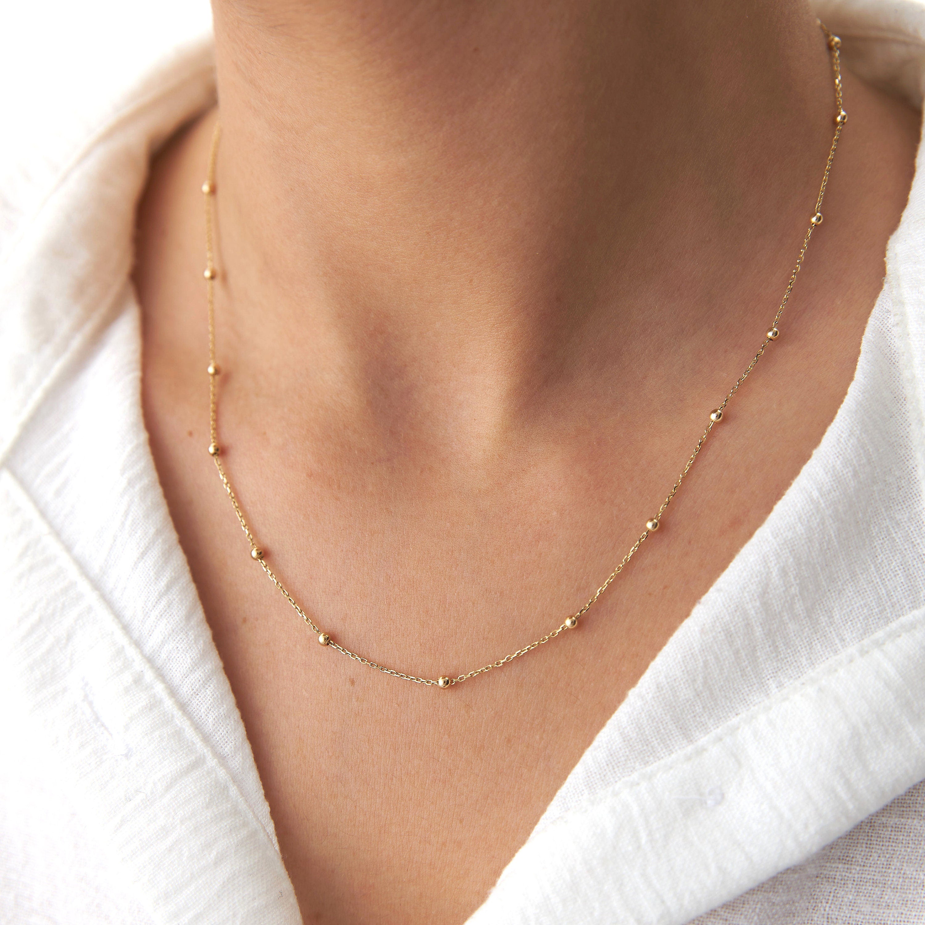 Satellite Chain Necklace in 14K Gold