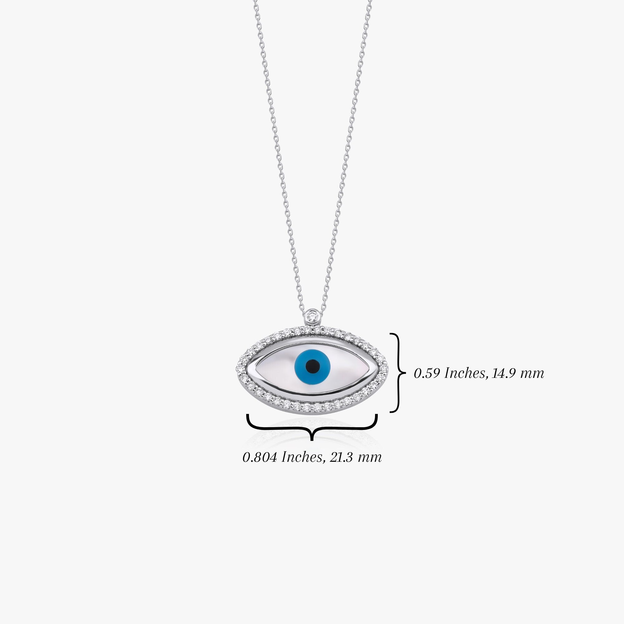 Diamond Greek Evil Eye Necklace in 14K White Gold