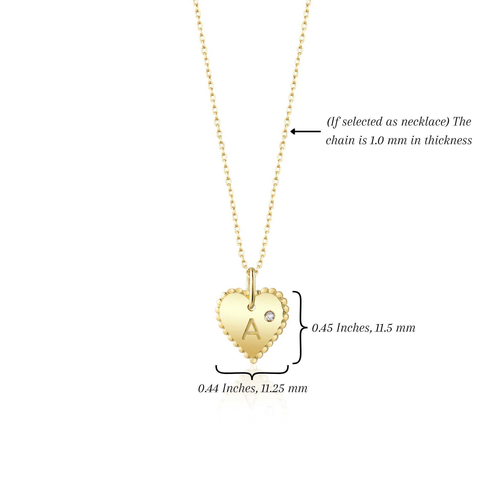 Birthstone Heart Initial Pendant Necklace in 14K Gold