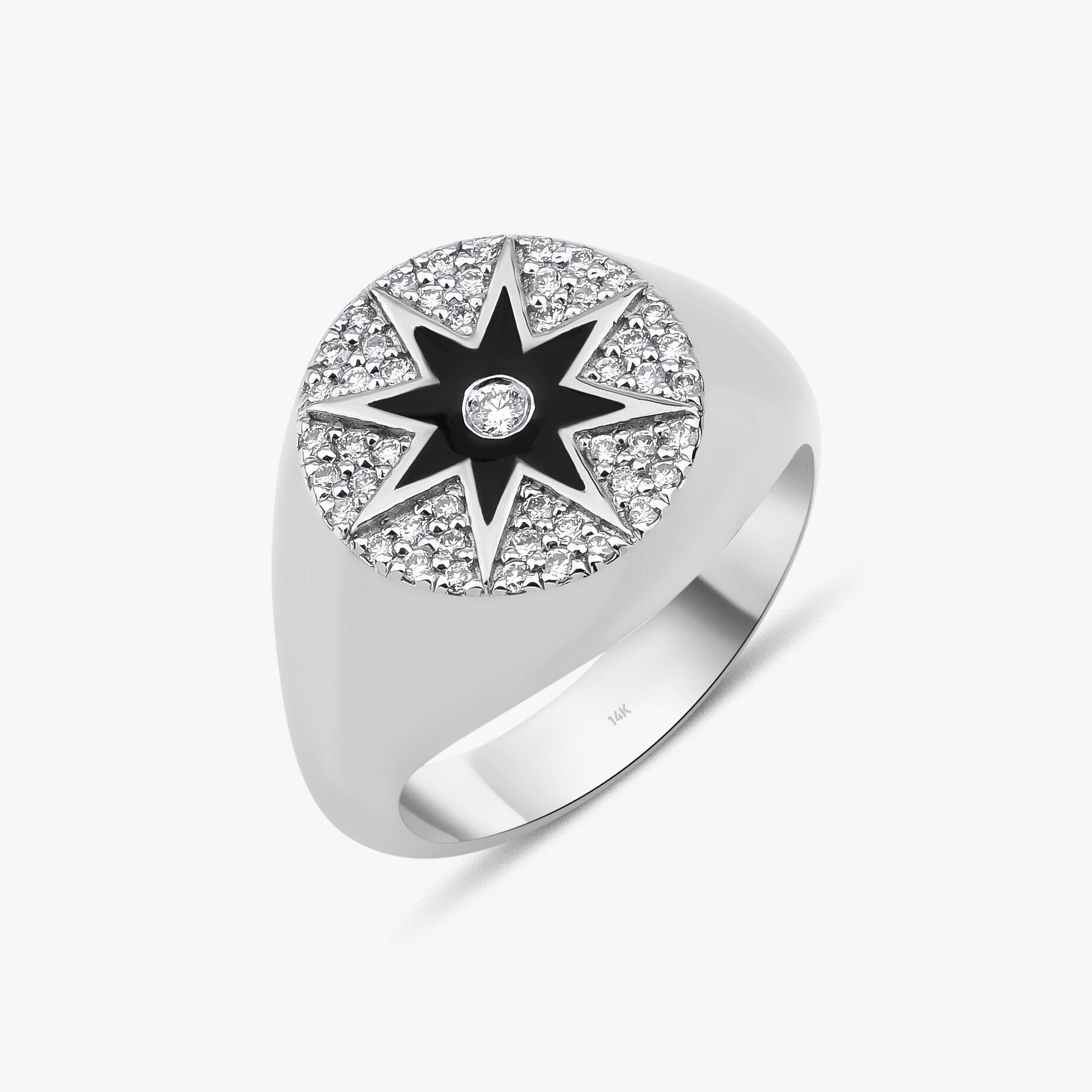 Diamond Starburst Pinky Ring in 14K Gold