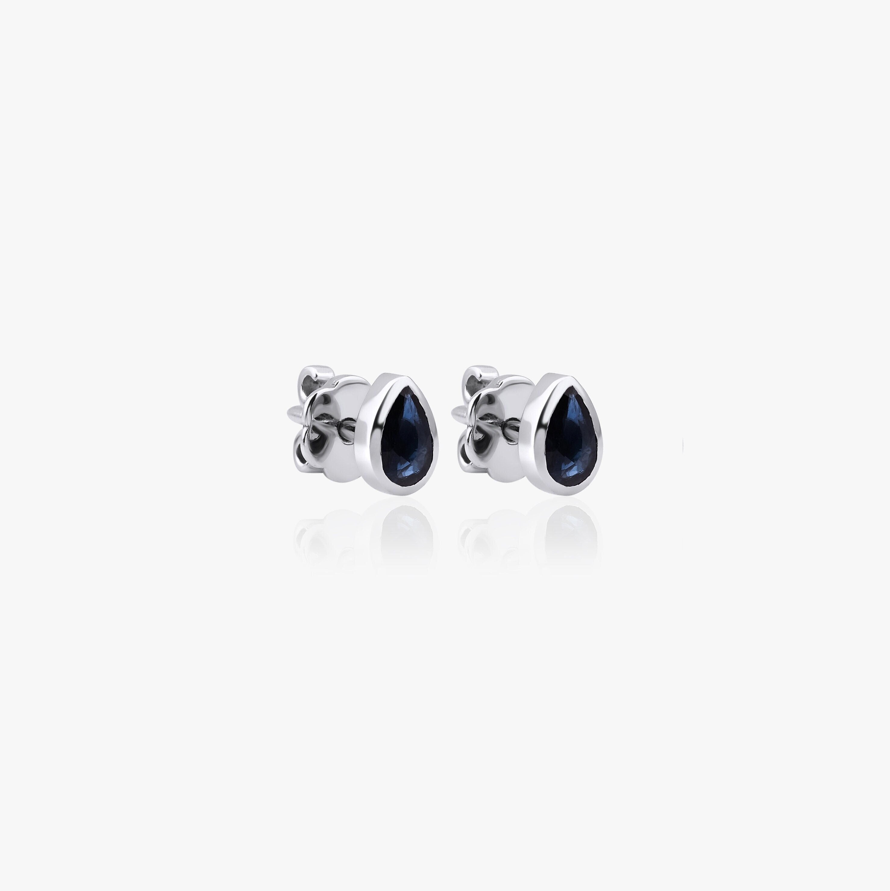 Blue Sapphire Stud Earrings Available in 14K and 18K Gold